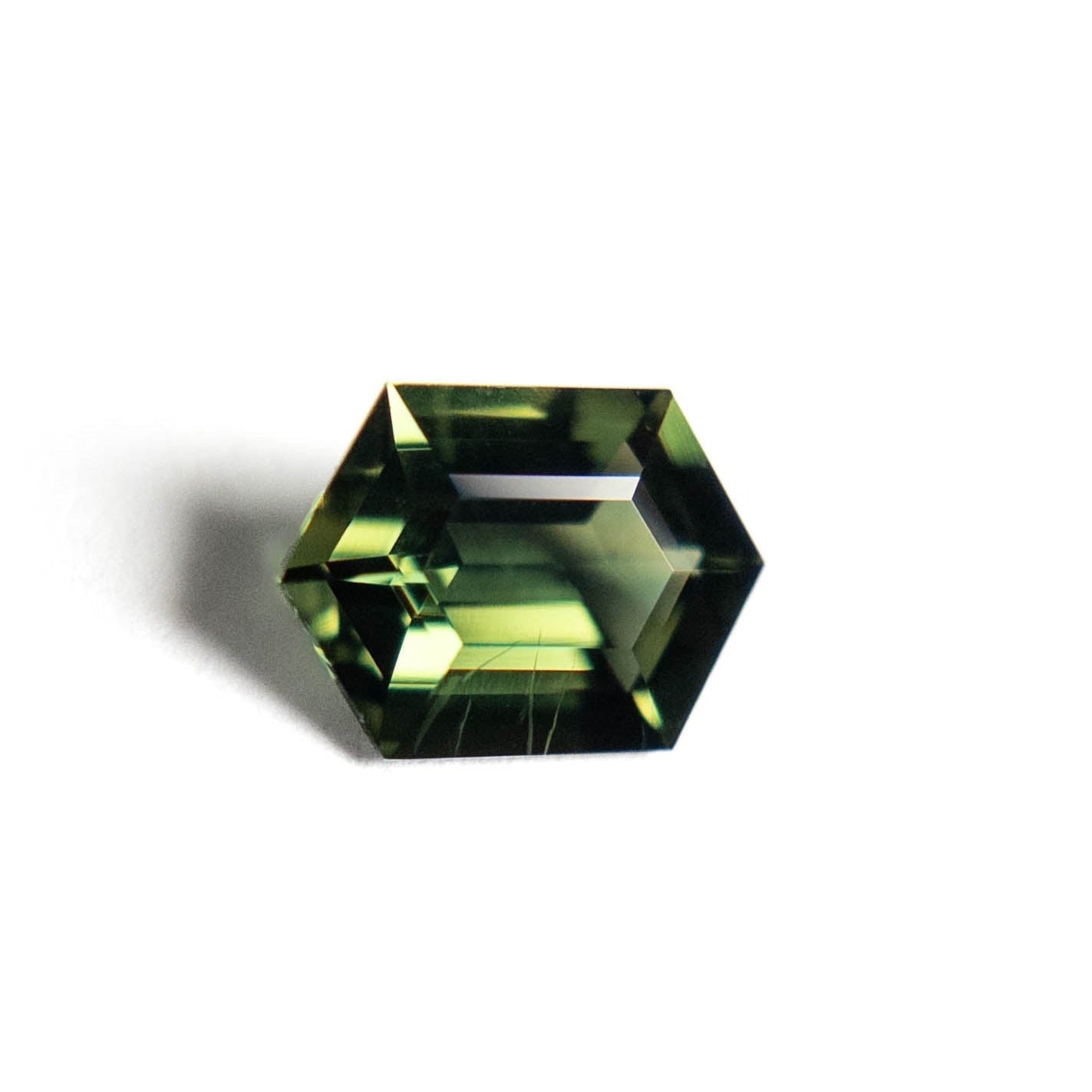 1.10 Carat Green Step Cut Hexagon Australian Sapphire