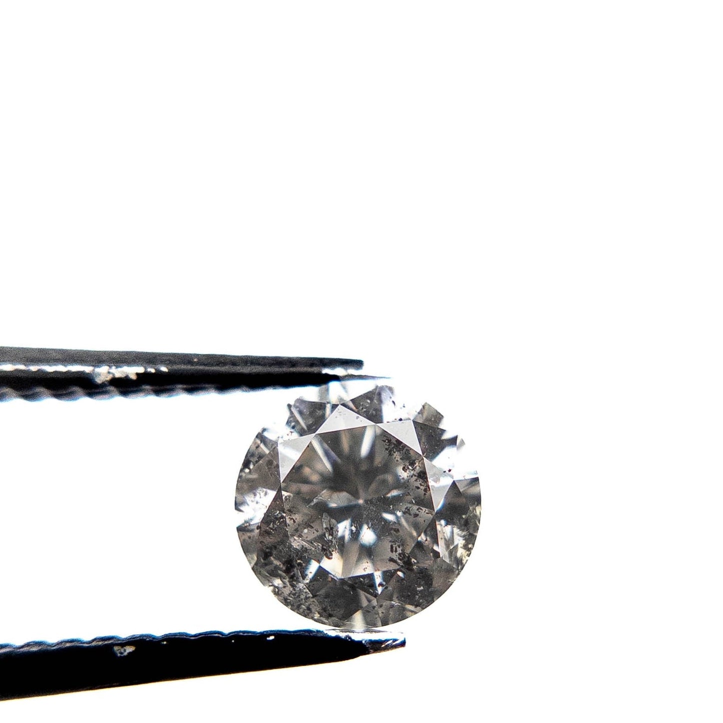 1.01 Carat Salt and Pepper Brilliant Cut Round Diamond