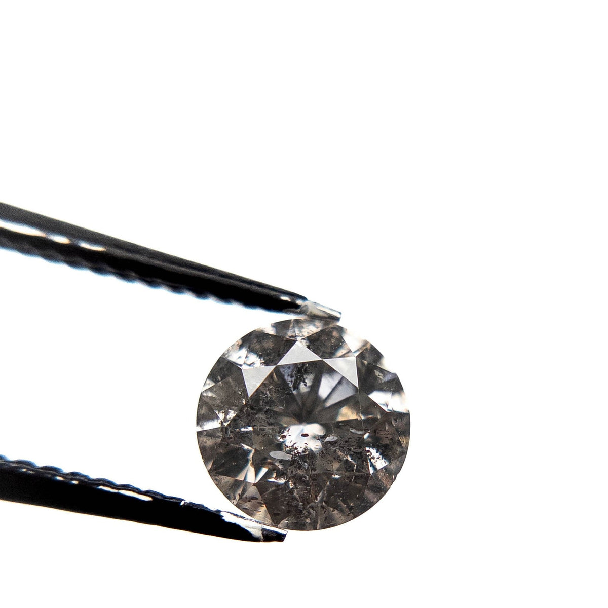 1.33 Carat Salt and Pepper Brilliant Cut Round Diamond