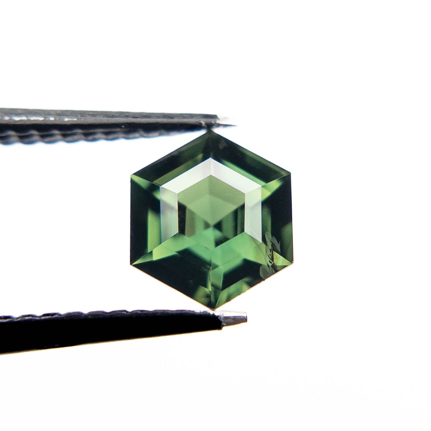 1.22 Carat Green Step Cut Hexagon Australian Sapphire