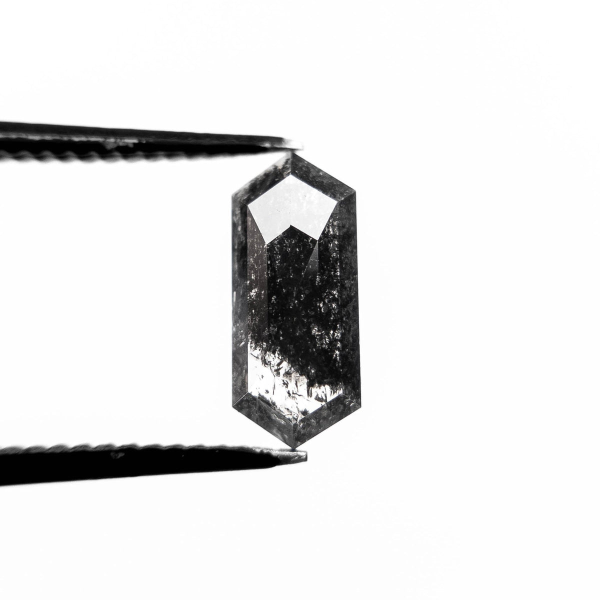1.22 Carat Black Rose Cut Elongated Hexagon Diamond