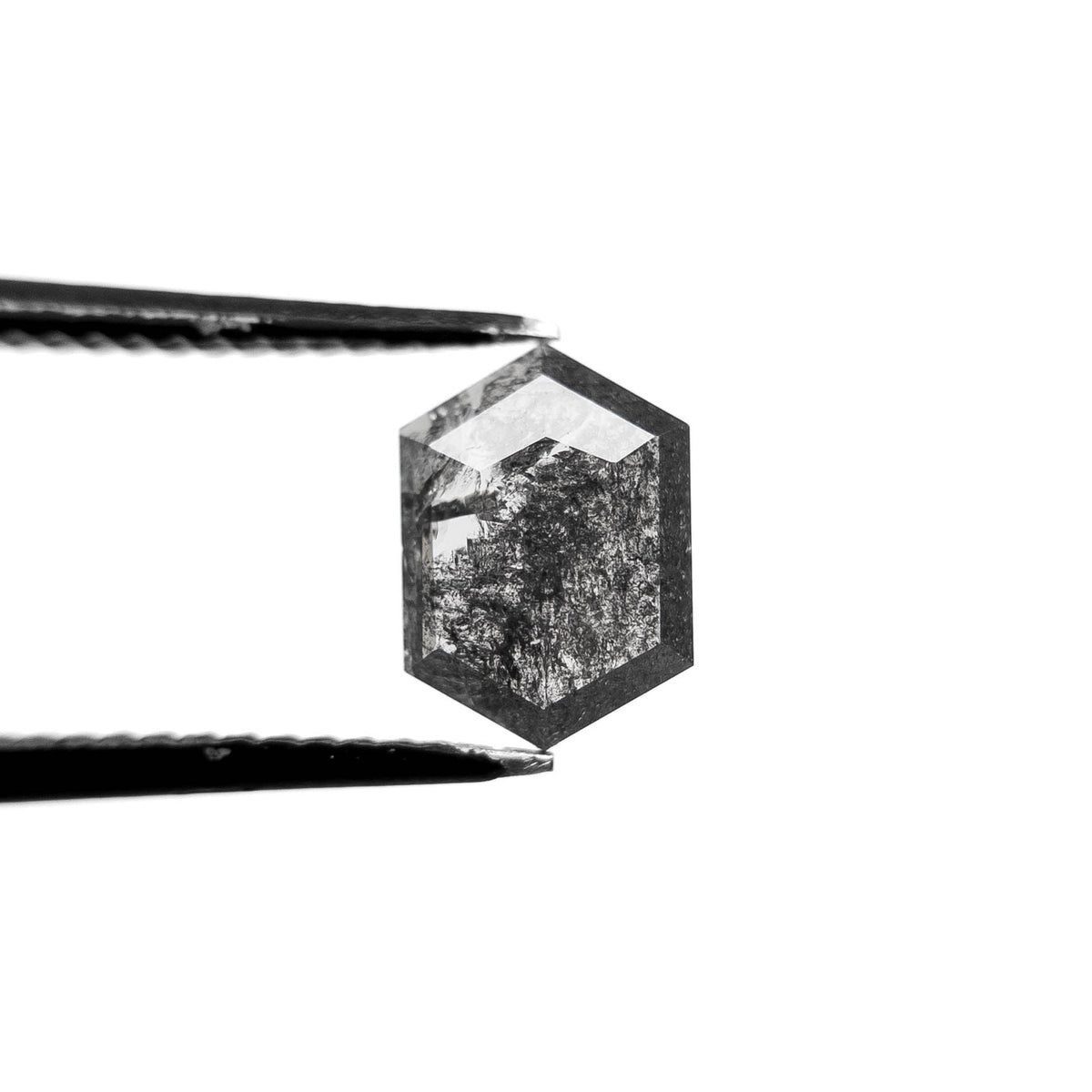 .84 Carat Black Salt and Pepper Rose Cut Hexagon Diamond