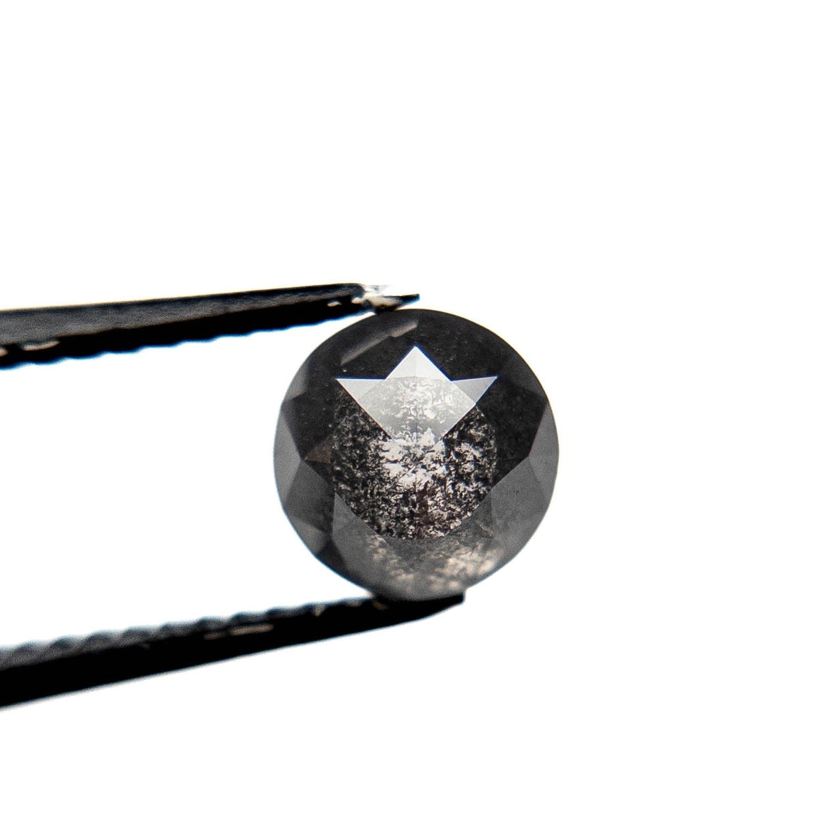 1.23 Carat Black Salt and Pepper Double Cut Round Diamond
