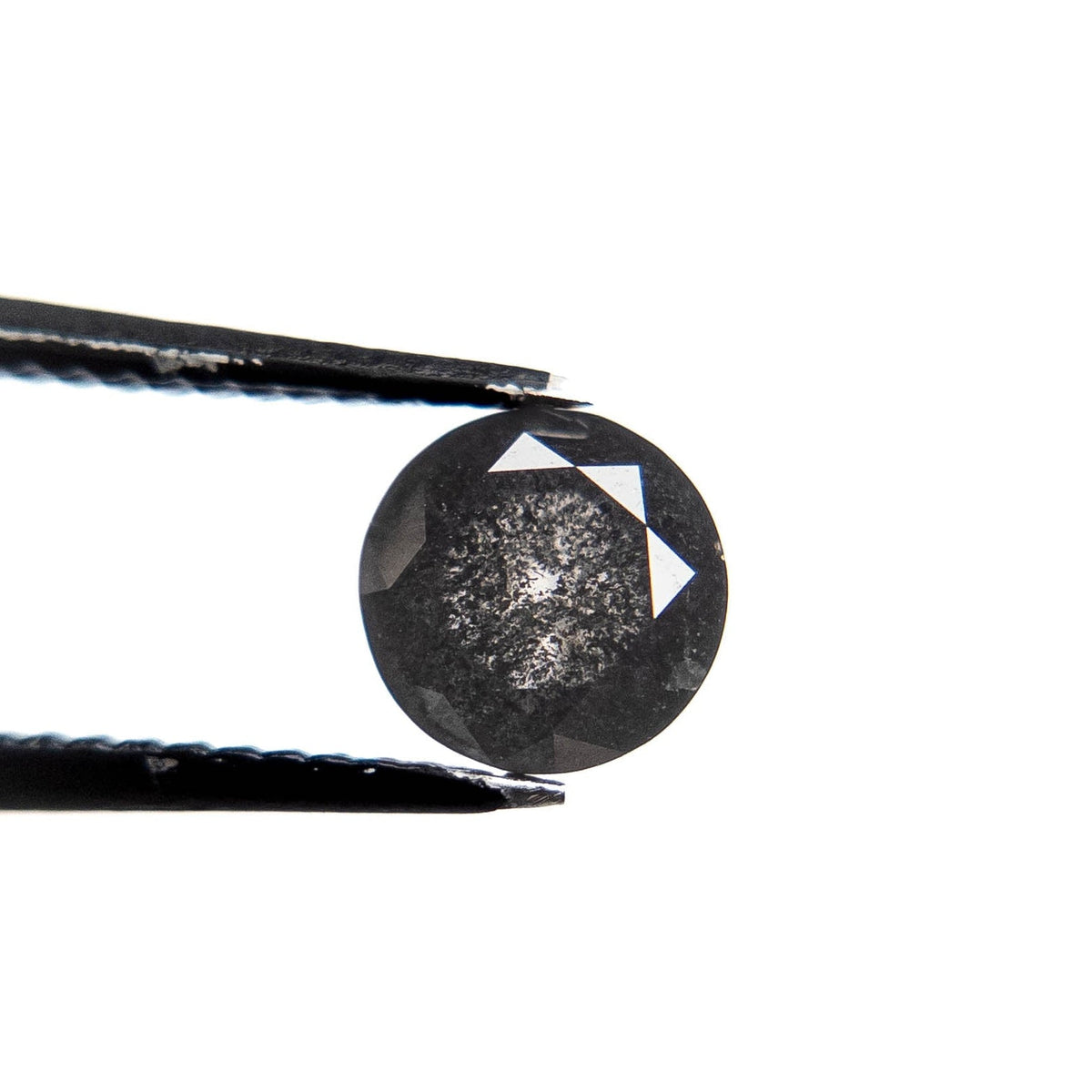 1.23 Carat Black Salt and Pepper Double Cut Round Diamond