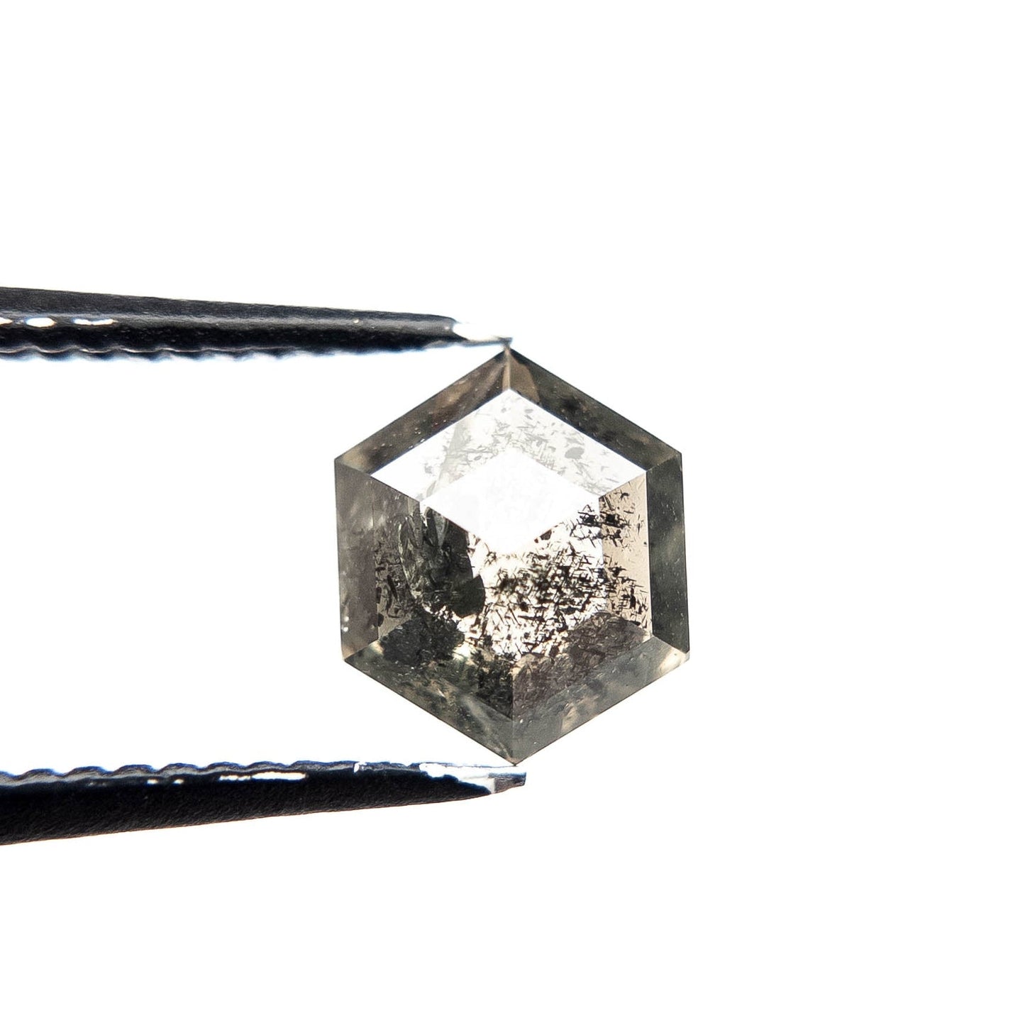 1.21 Carat Salt and Pepper Rose Cut Hexagon Diamond
