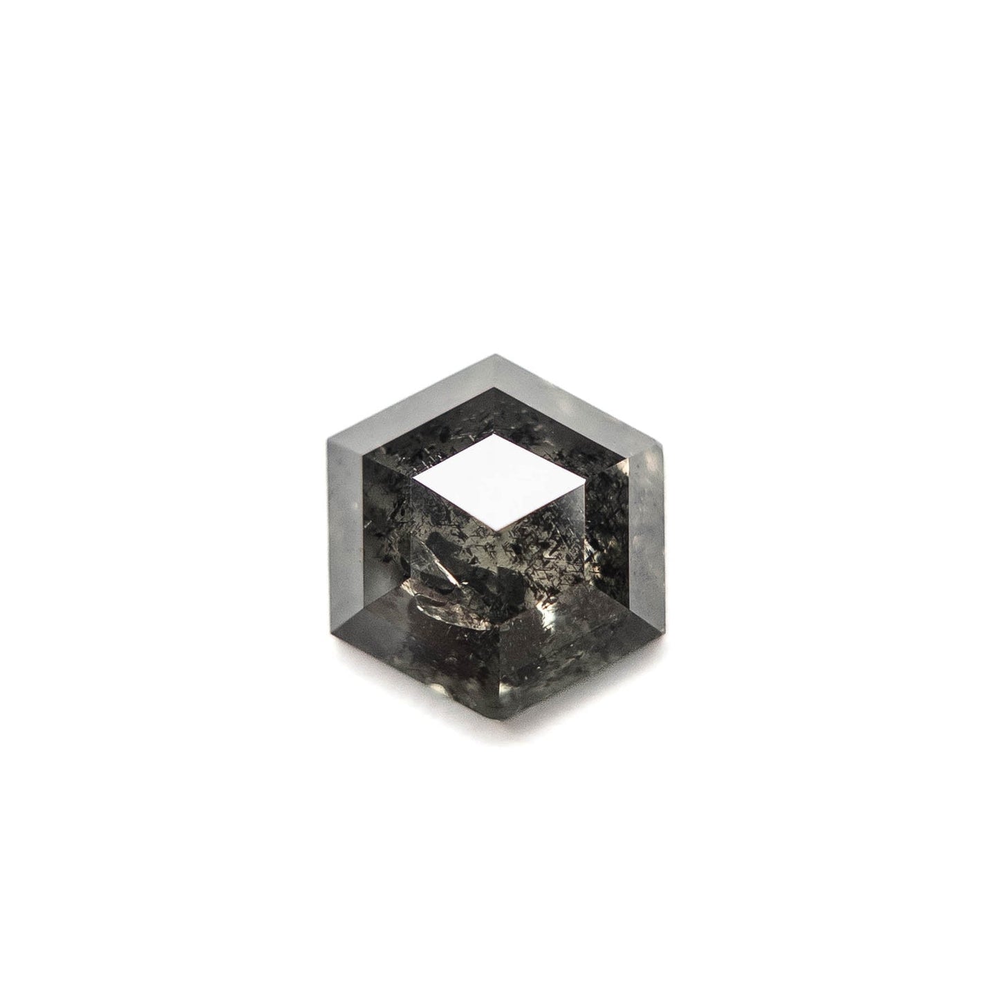 1.21 Carat Salt and Pepper Rose Cut Hexagon Diamond
