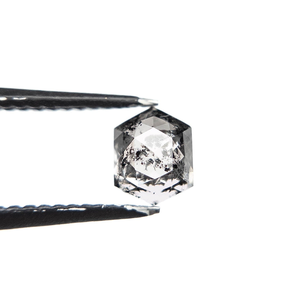 .96 Carat Salt and Pepper Rose Cut Hexagon Diamond