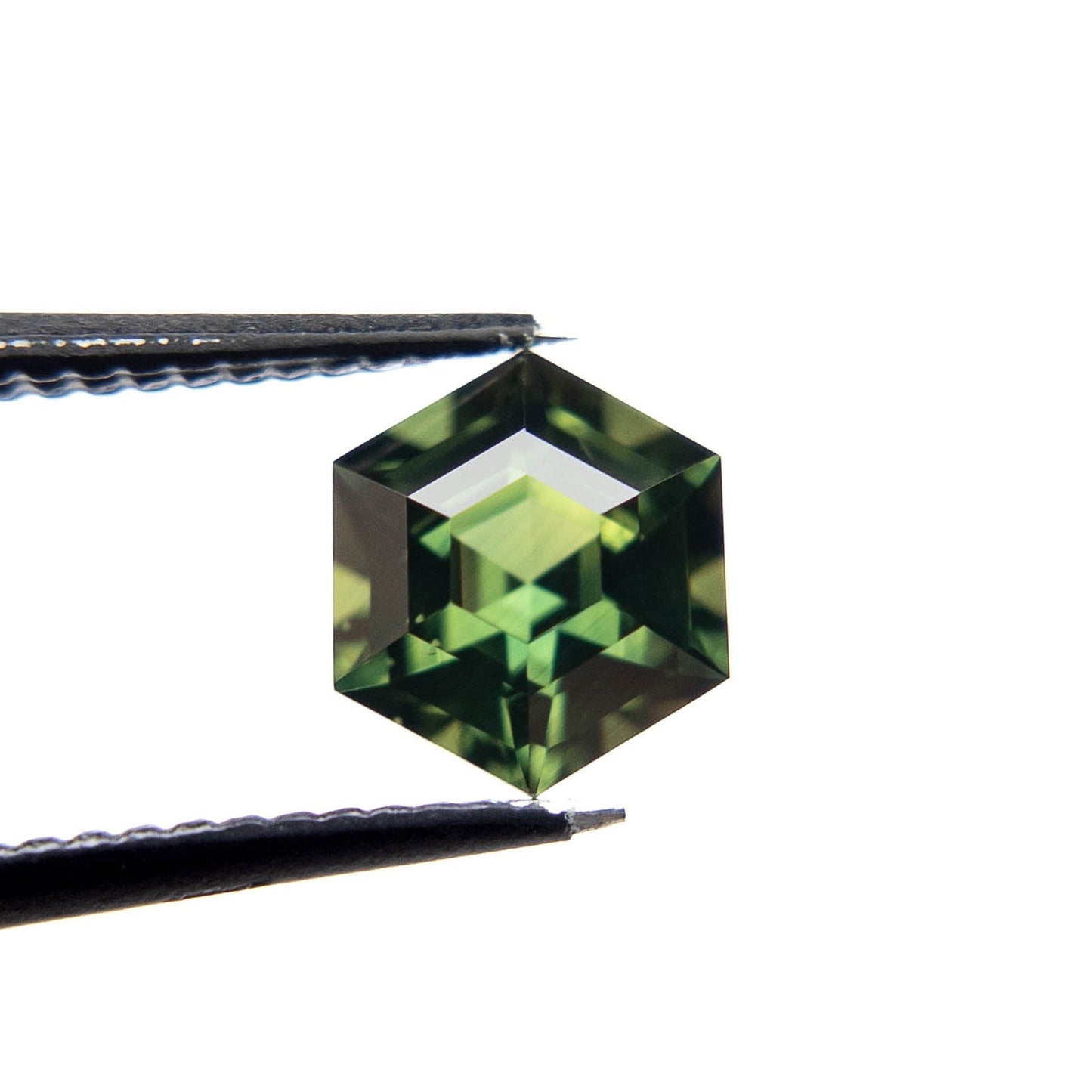1.78 Carat Green Step Cut Hexagon Australian Sapphire