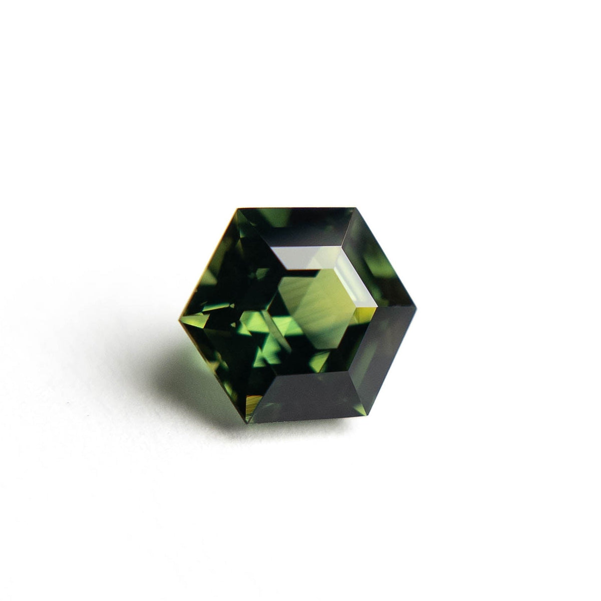 1.78 Carat Green Step Cut Hexagon Australian Sapphire