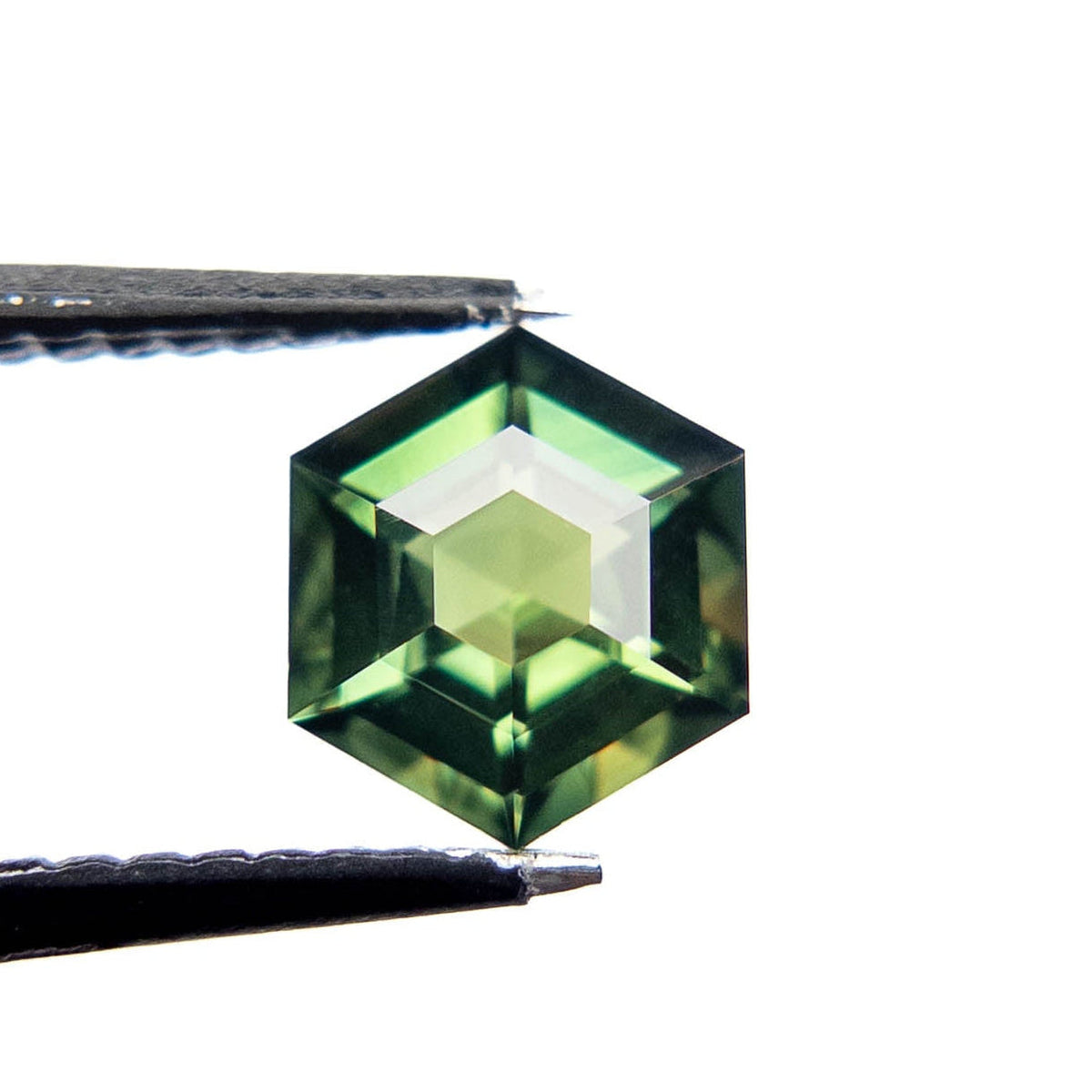 1.02 Carat Green Step Cut Hexagon Australian Sapphire