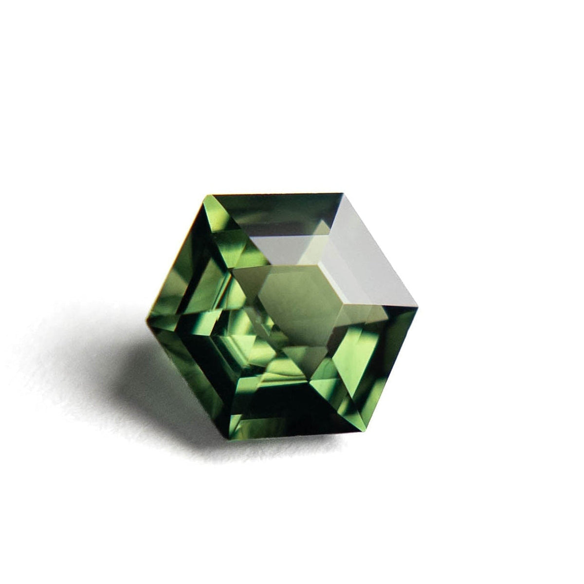 1.02 Carat Green Step Cut Hexagon Australian Sapphire