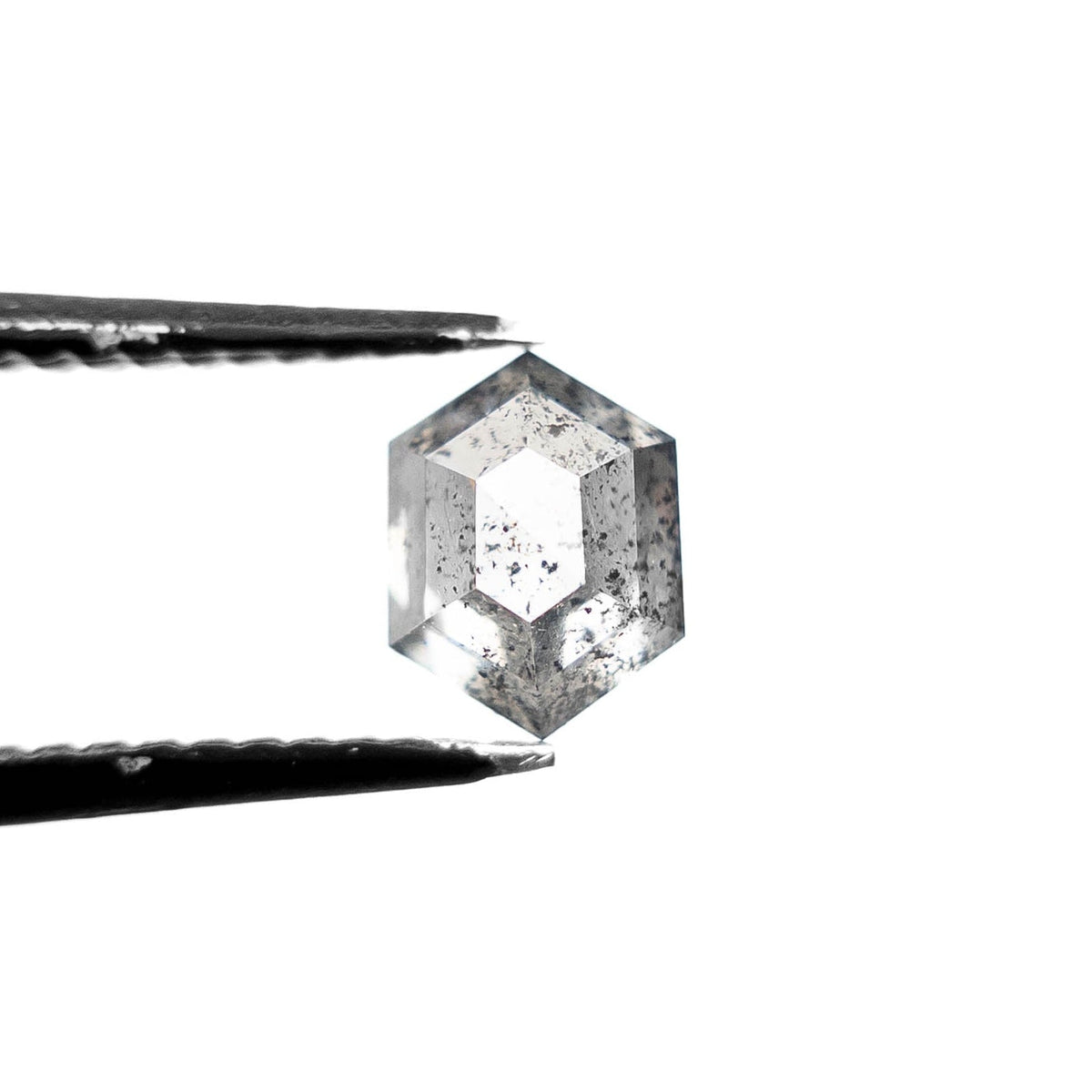 .93 Carat Salt and Pepper Rose Cut Hexagon Diamond