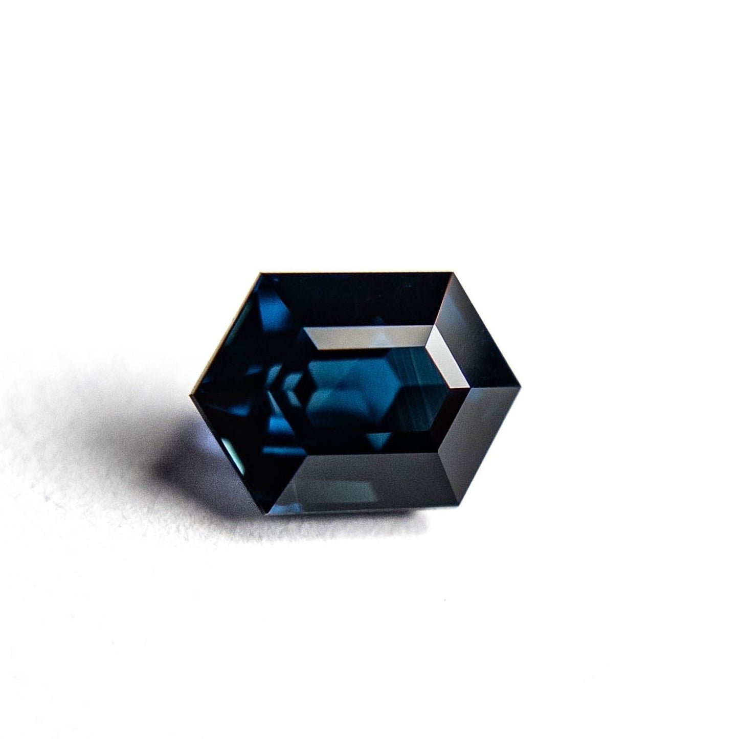 1.64 Carat Deep Blue Step Cut Hexagon Tanzanian Sapphire