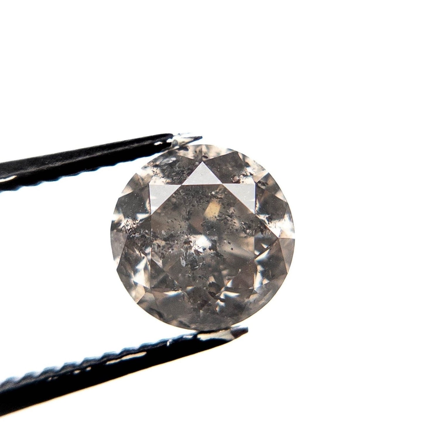 2.01 Carat Salt and Pepper Brilliant Cut Round Diamond