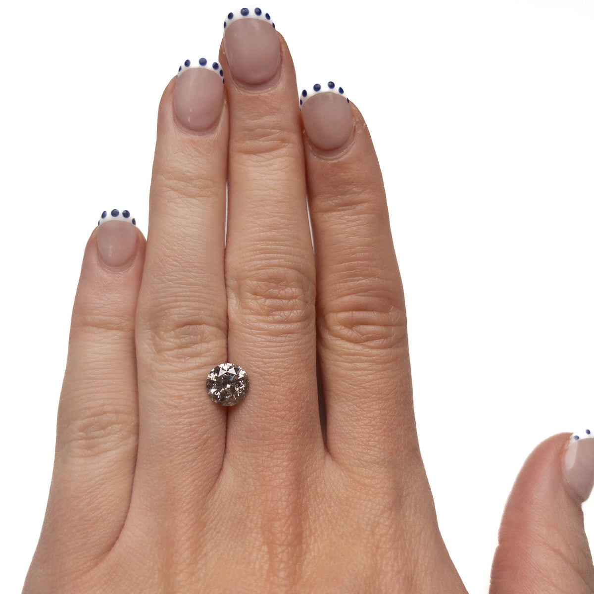 2.01 Carat Salt and Pepper Brilliant Cut Round Diamond