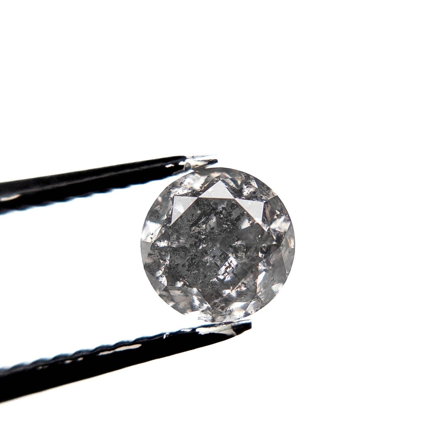 1.08 Carat Salt and Pepper Brilliant Cut Round Diamond