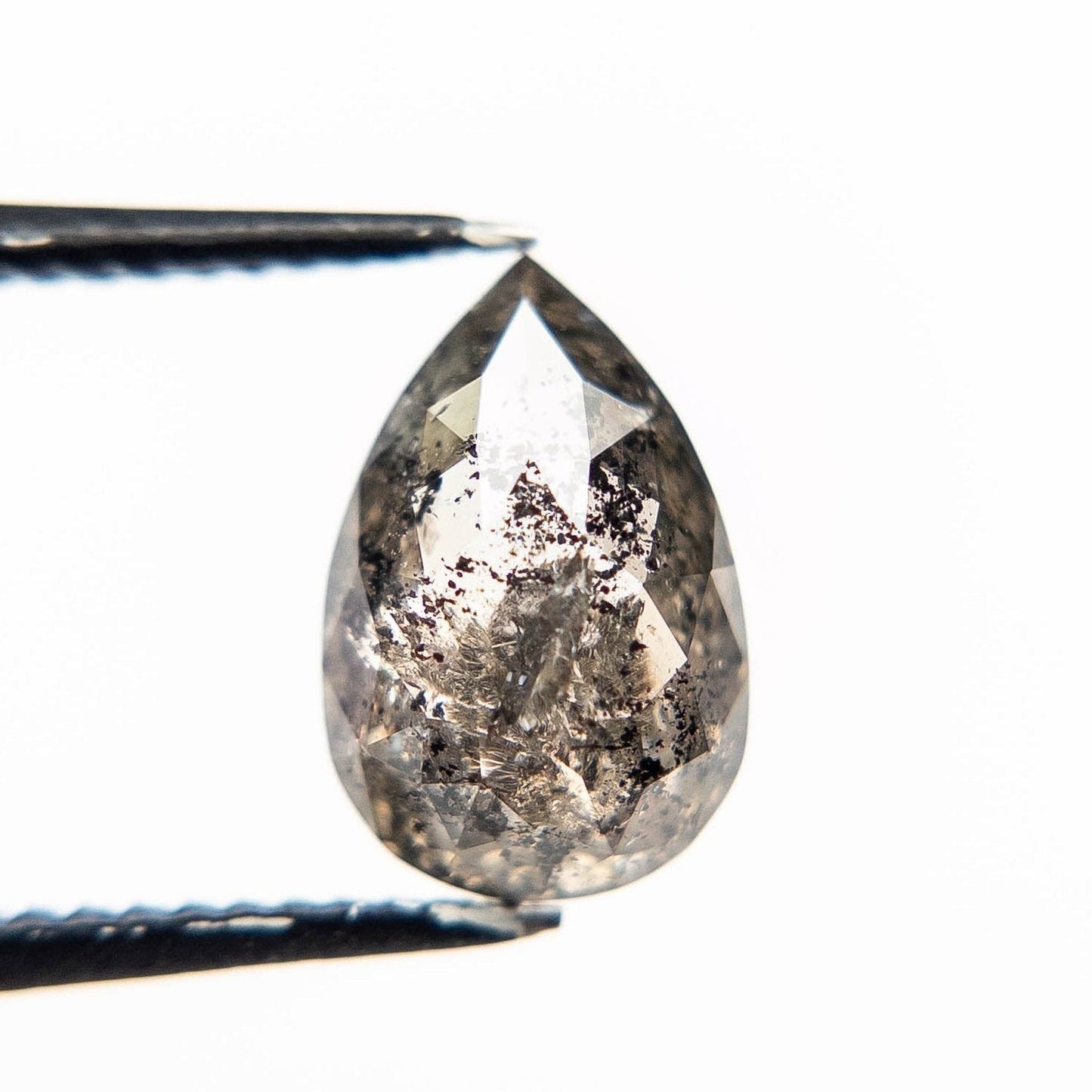 2 Carat Salt and Pepper Rose Cut Pear Diamond
