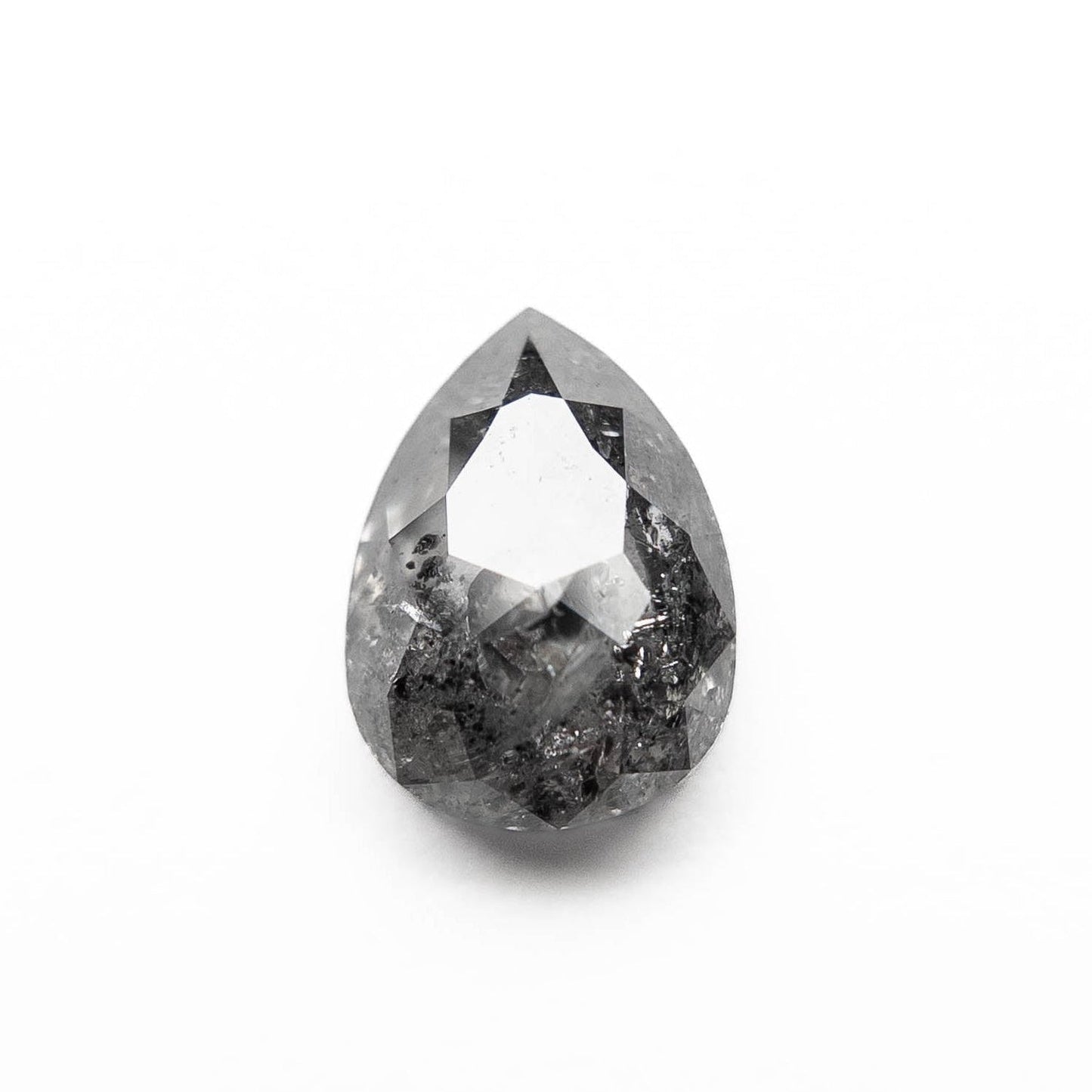 1.48 Carat Black Salt and Pepper Rose Cut Pear Diamond