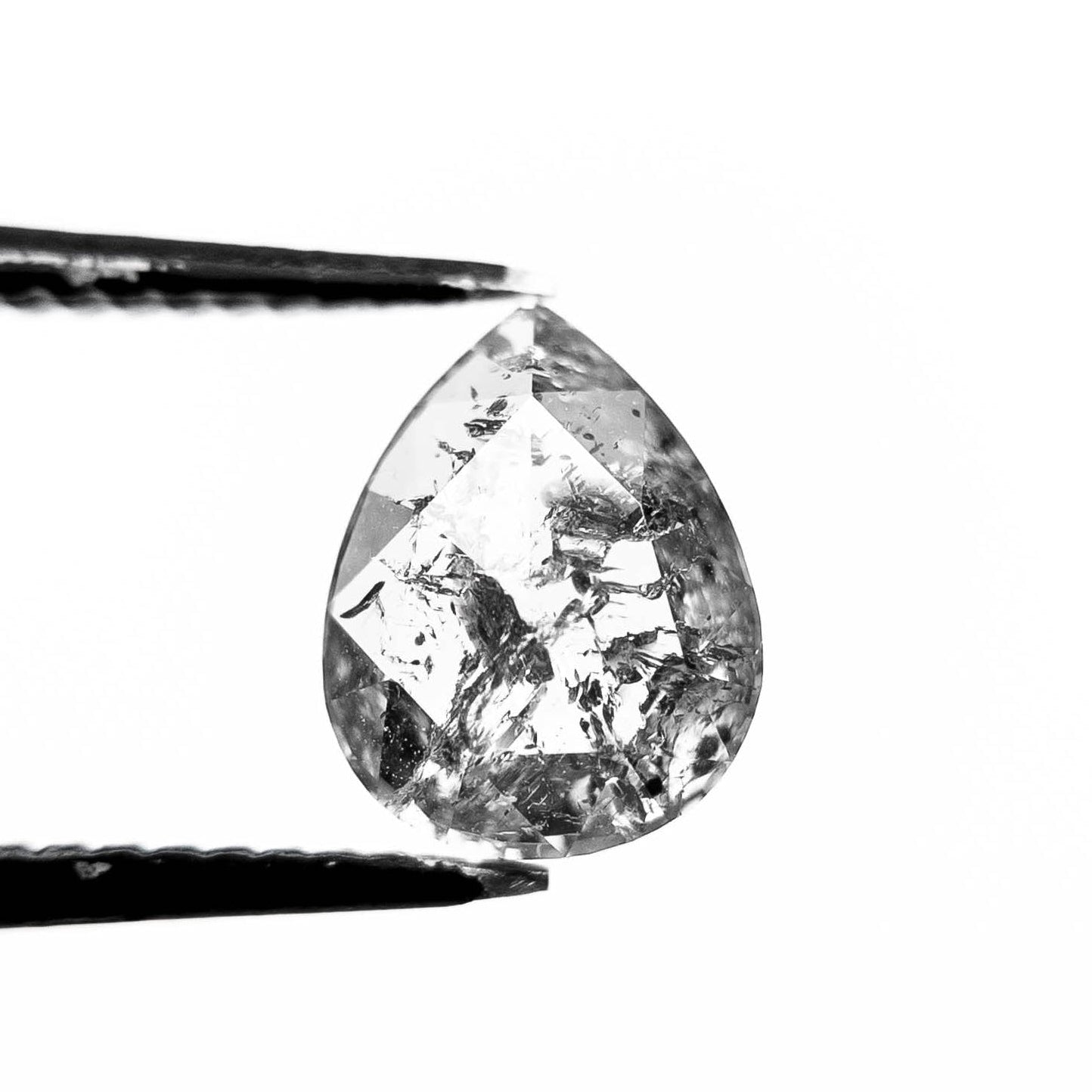 1.51 Carat Salt and Pepper Rose Cut Pear Diamond