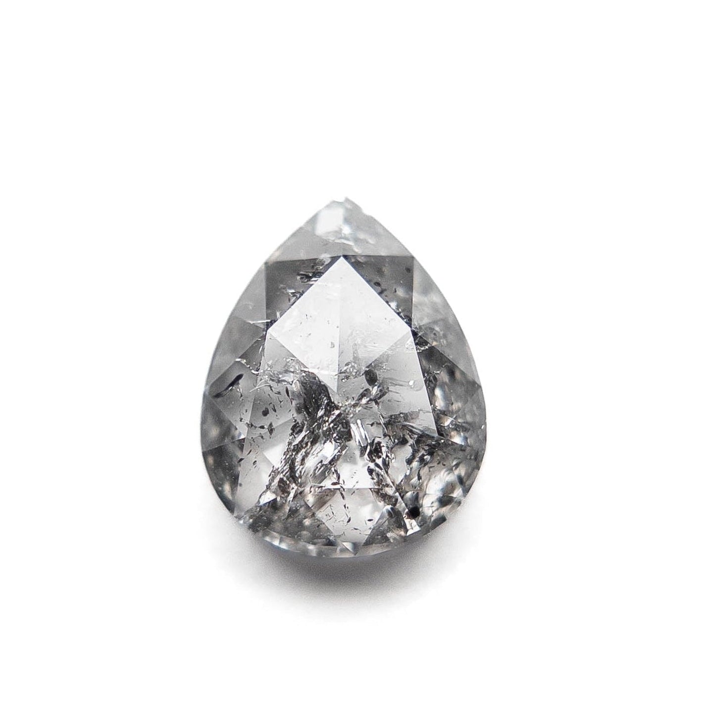 1.51 Carat Salt and Pepper Rose Cut Pear Diamond