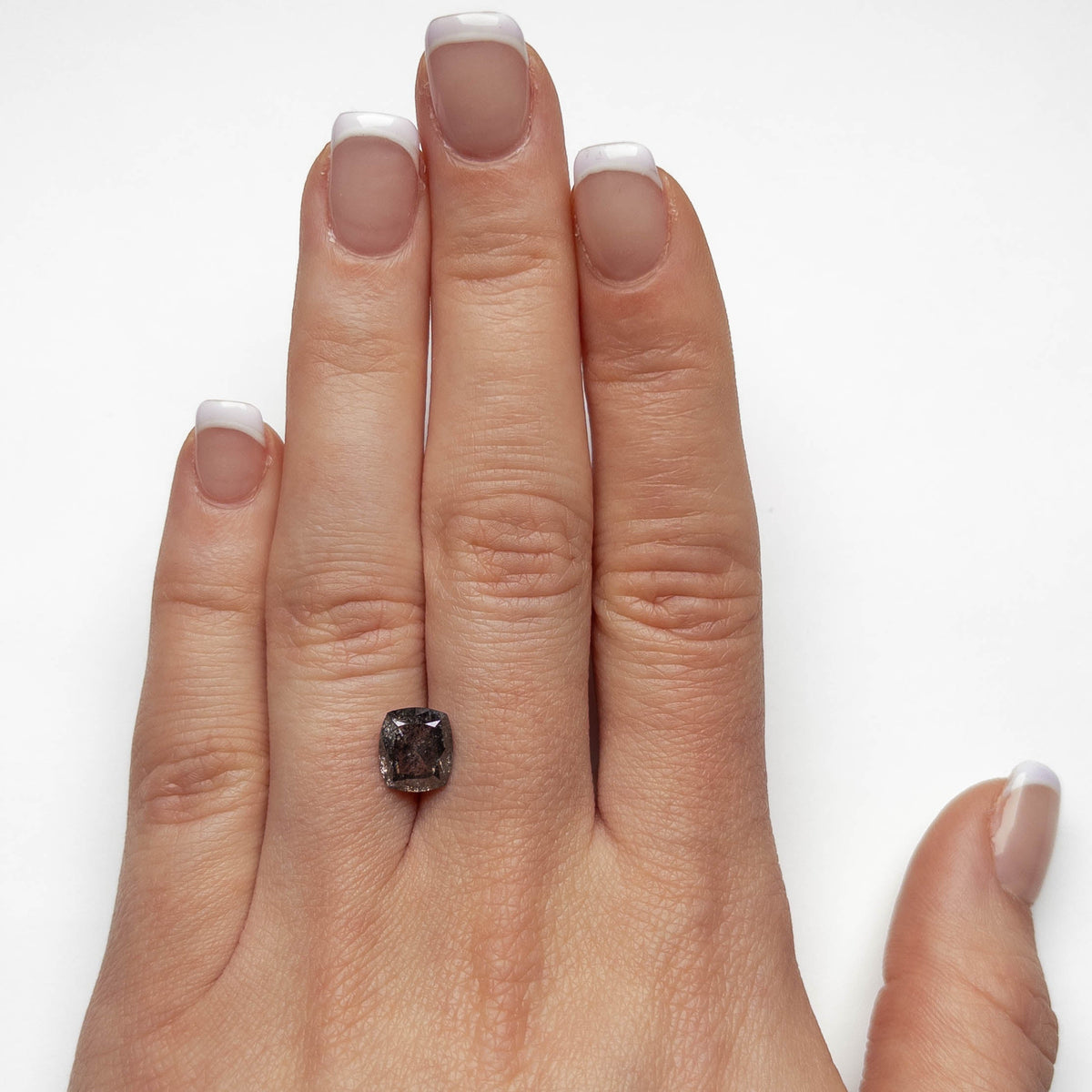 2.43 Carat Black Salt and Pepper Double Cut Cushion Diamond