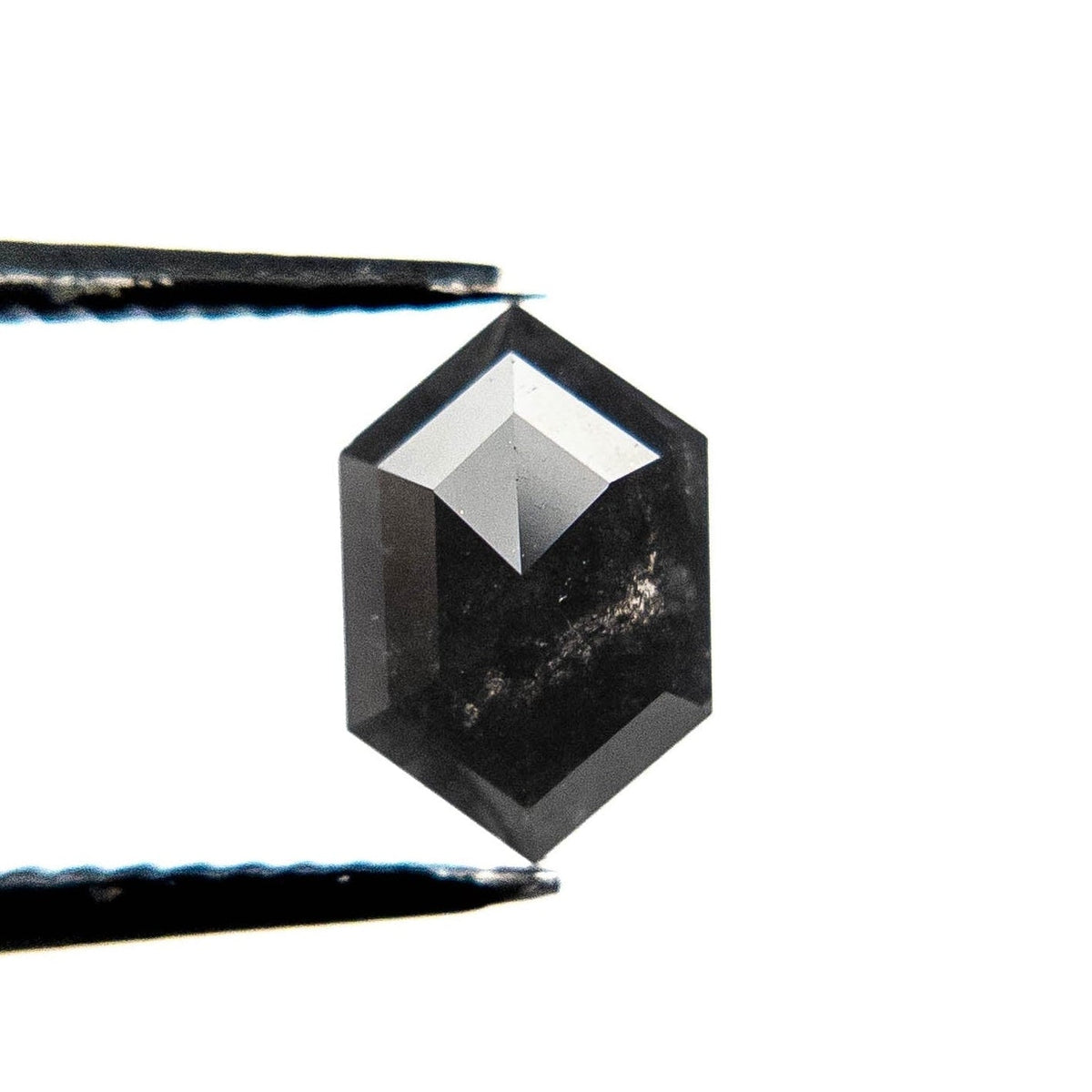 1.51 Carat Black Rose Cut Hexagon Diamond