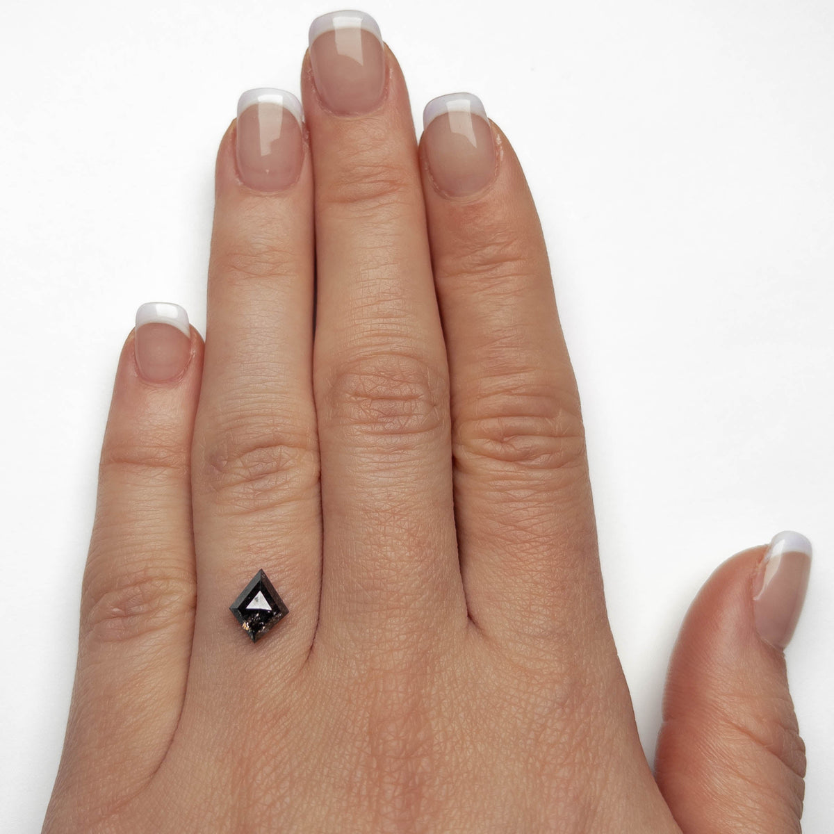1.46 Carat Black Salt and Pepper Rose Cut Kite Diamond