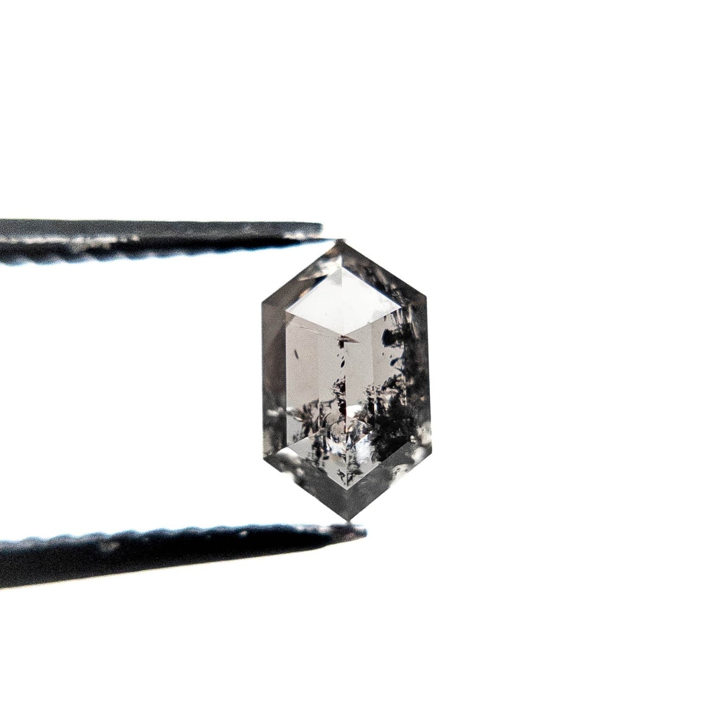 1.16 Carat Salt and Pepper Rose Cut Elongated Hexagon Diamond