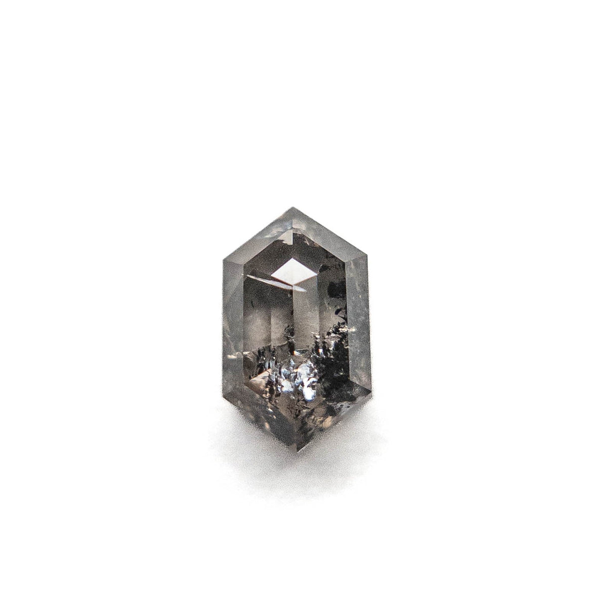 1.16 Carat Salt and Pepper Rose Cut Elongated Hexagon Diamond