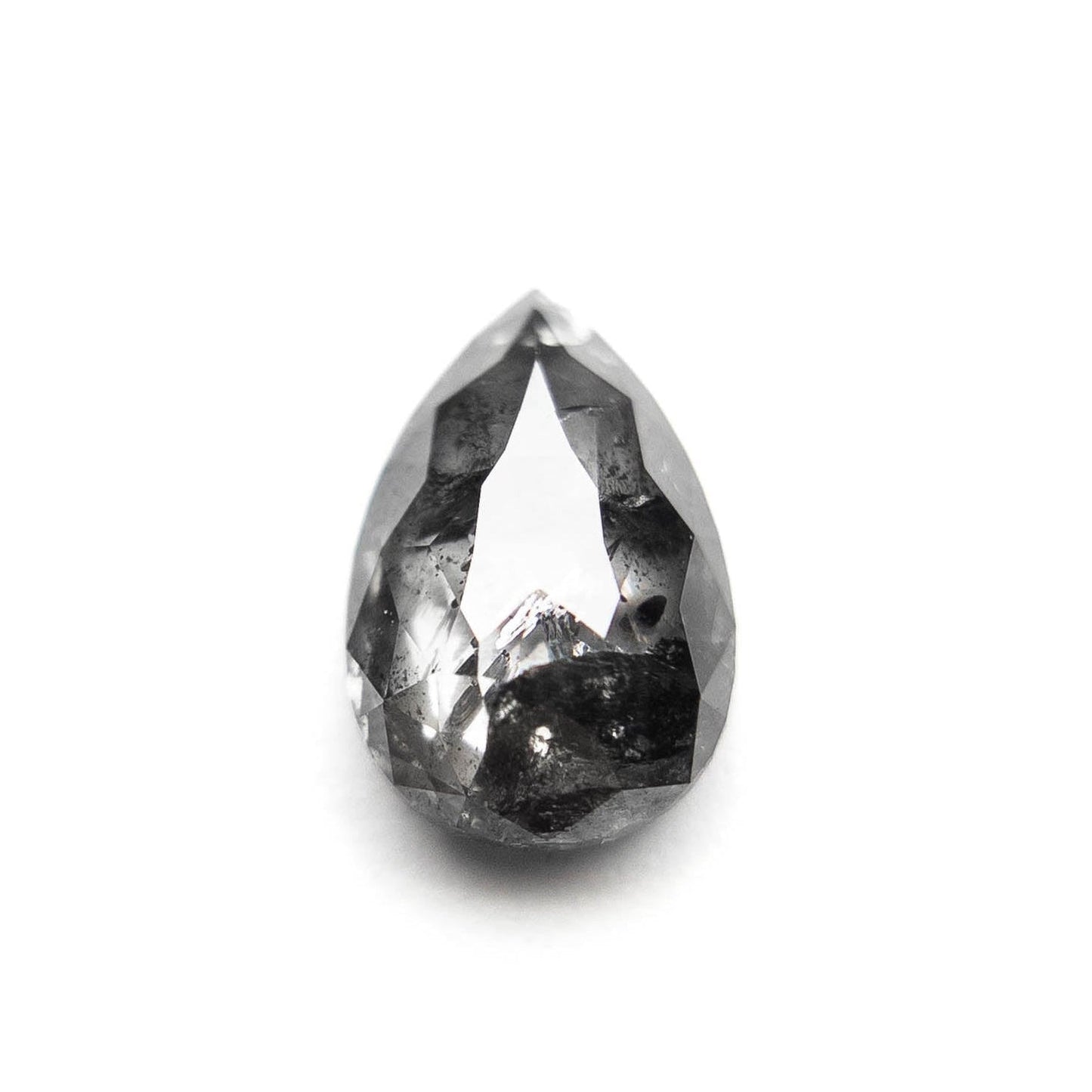 1.37 Carat Black Salt and Pepper Rose Cut Pear Diamond