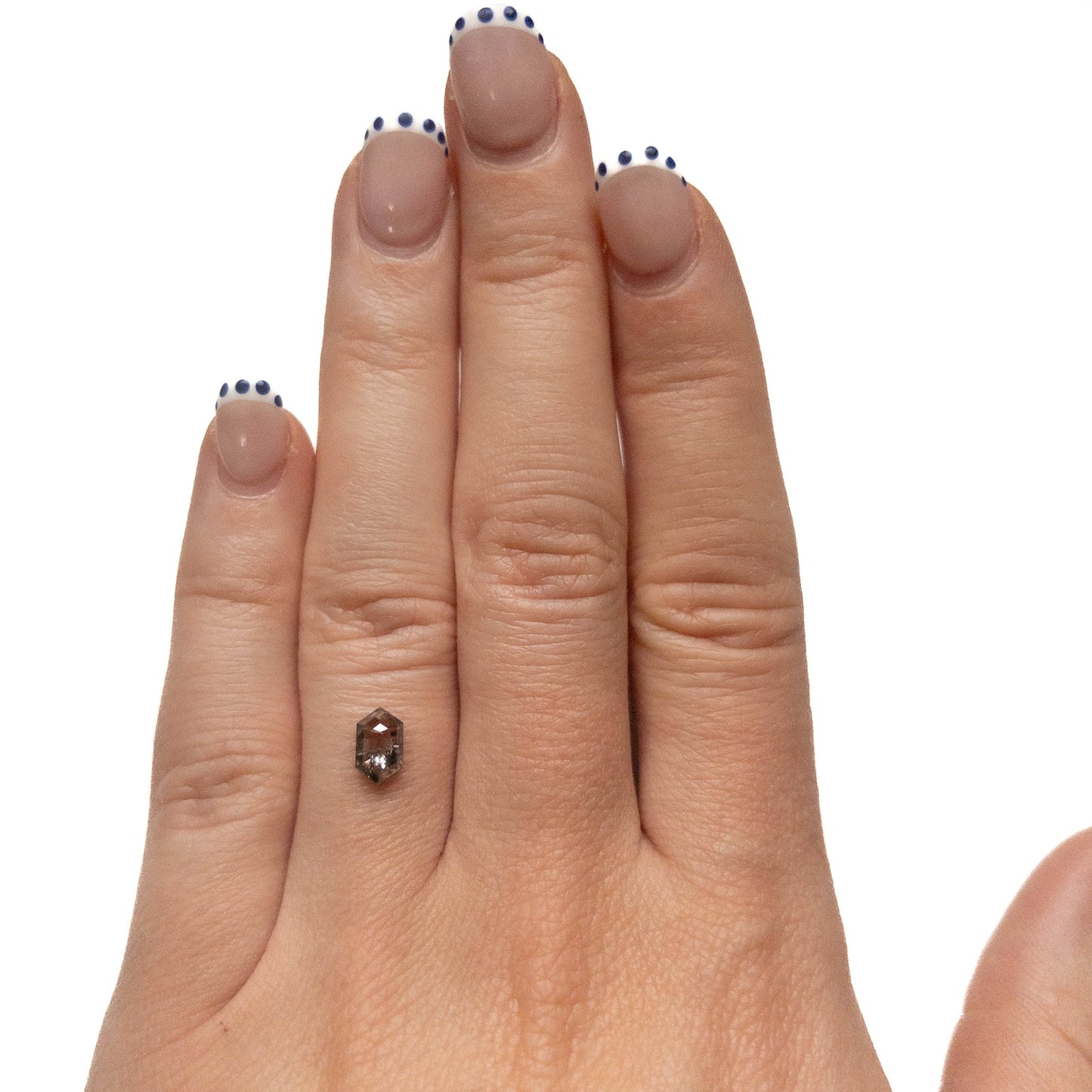 1.16 Carat Salt and Pepper Rose Cut Elongated Hexagon Diamond