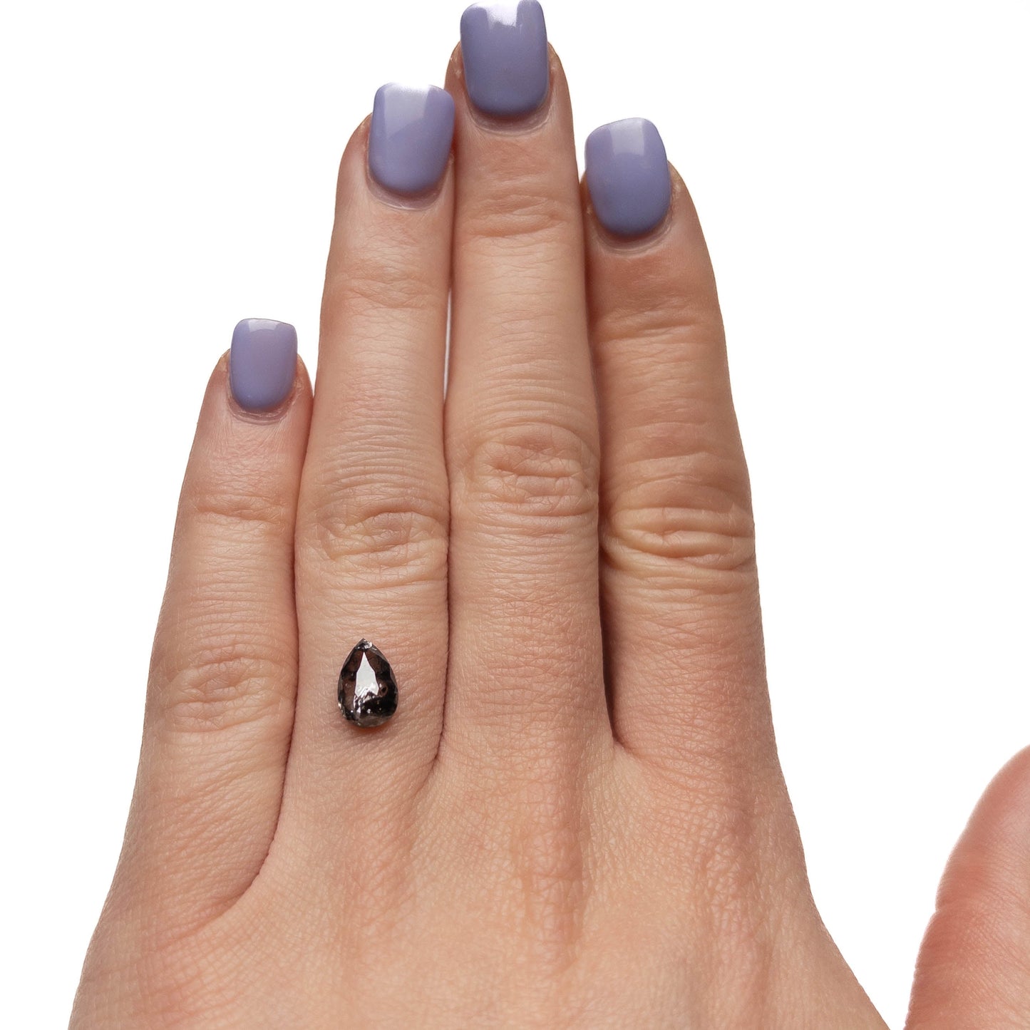 1.37 Carat Black Salt and Pepper Rose Cut Pear Diamond