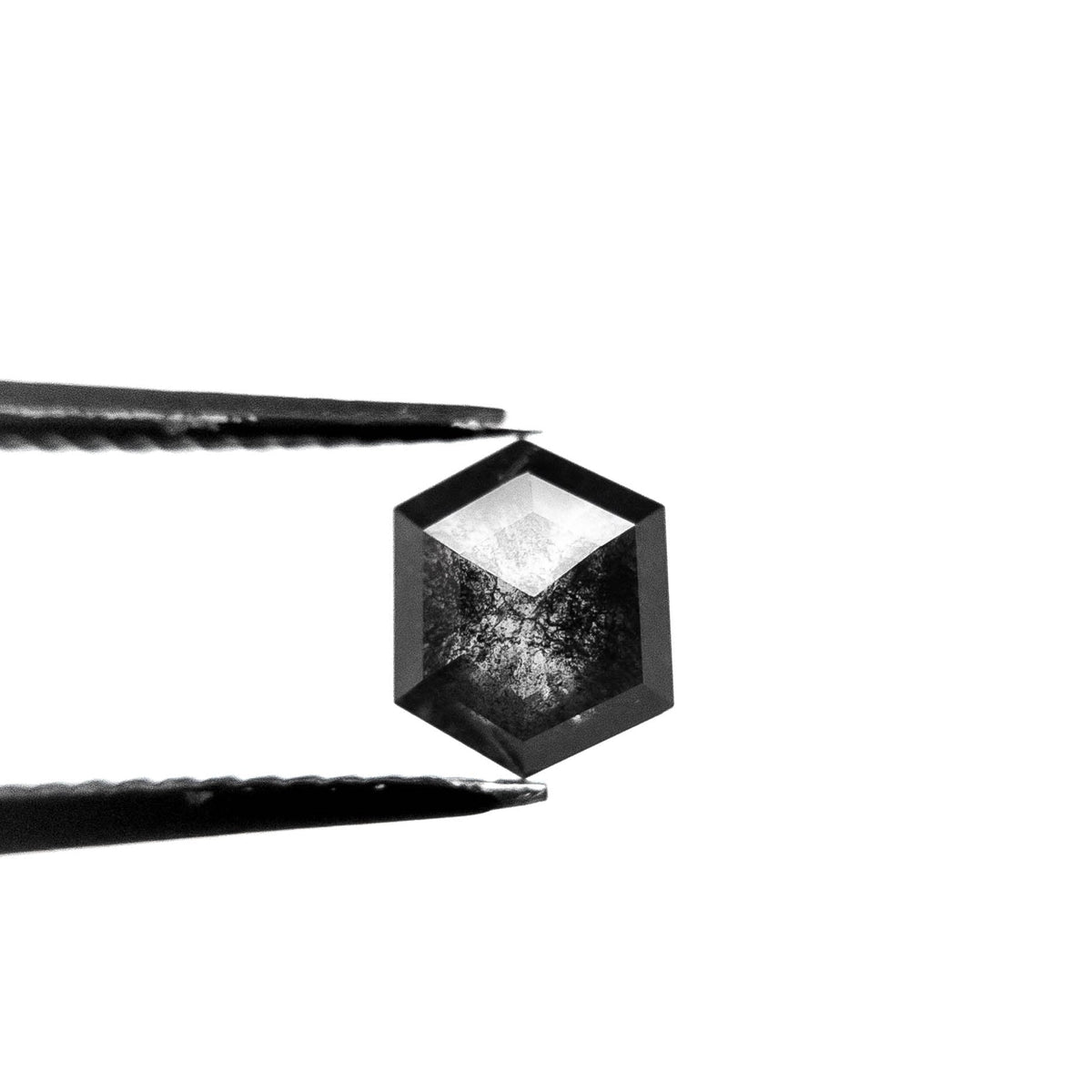 .89 Carat Salt and Pepper Rose Cut Hexagon Diamond
