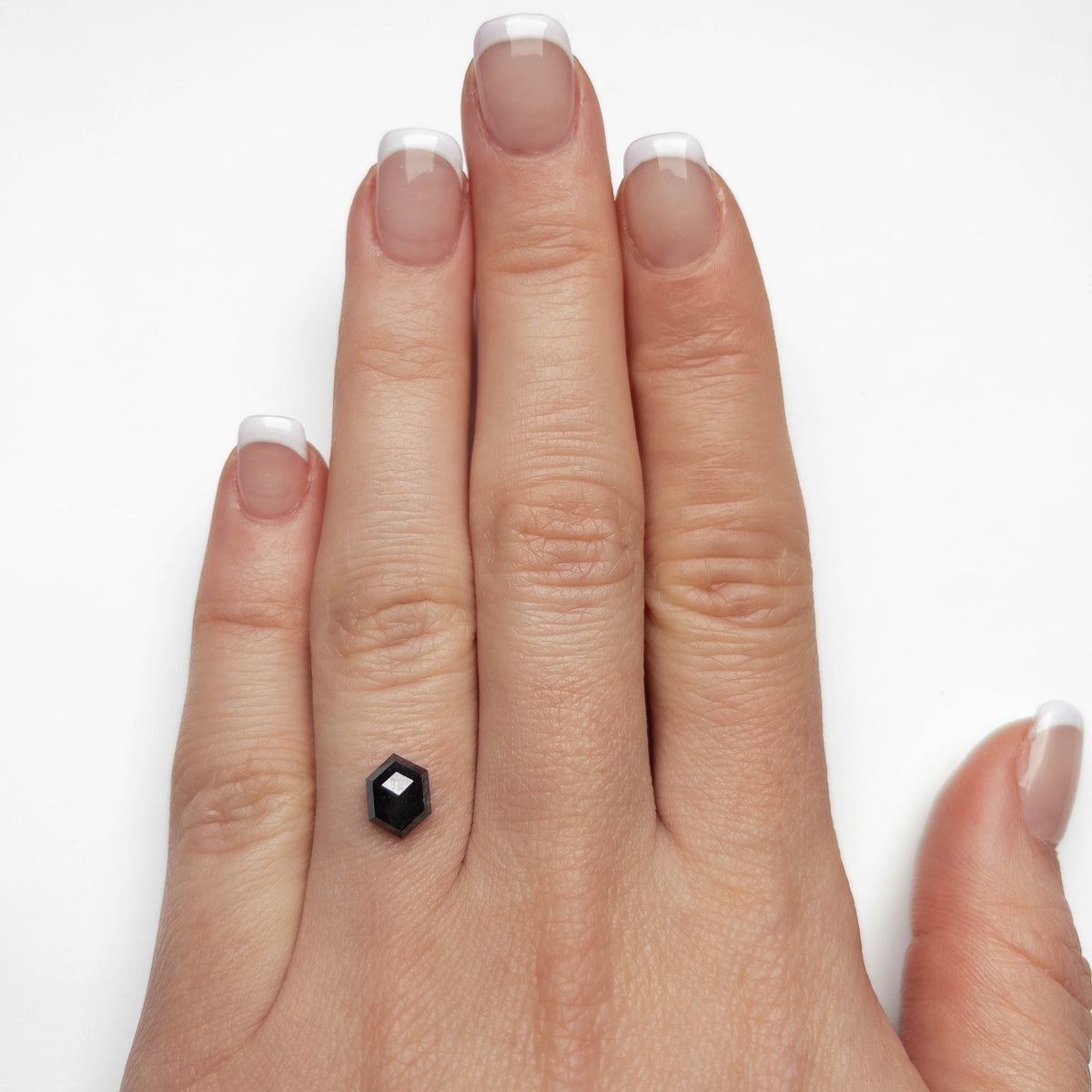 1.37 Carat Black Rose Cut Hexagon Diamond