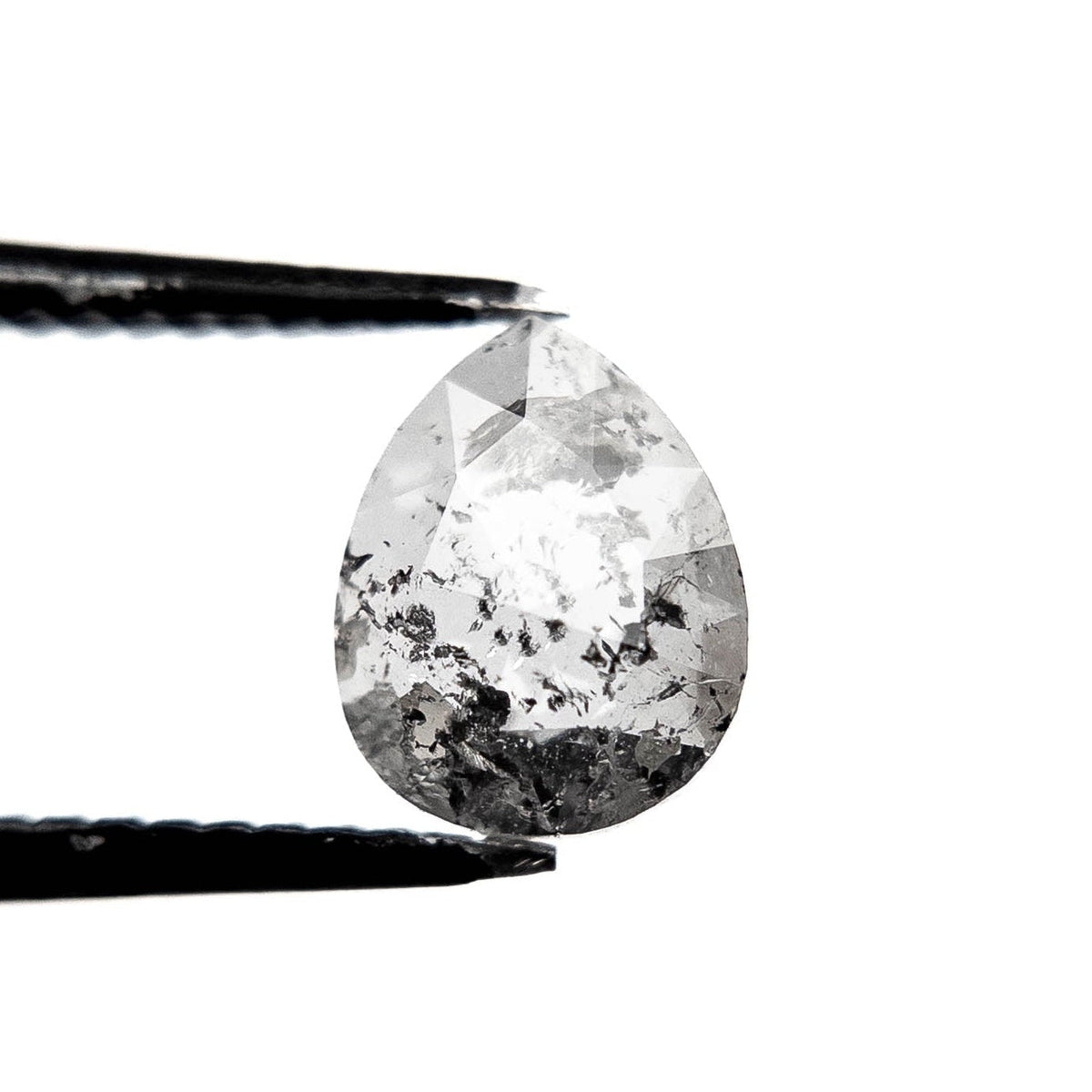 1.15 Carat Salt and Pepper Rose Cut Pear Diamond