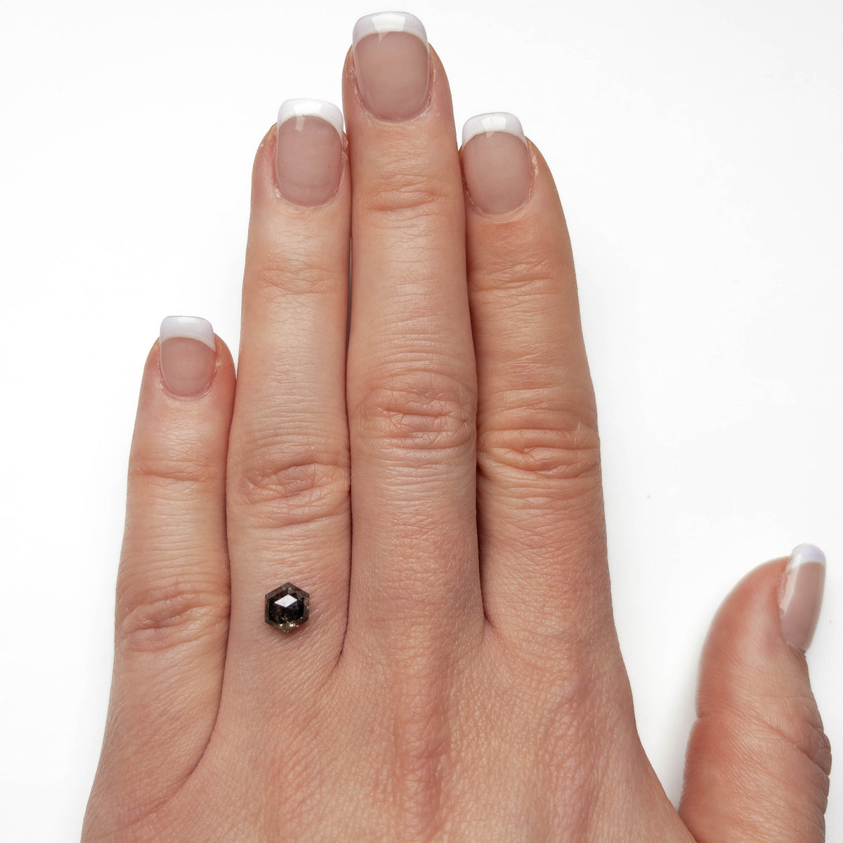1.11 Carat Salt and Pepper Rose Cut Hexagon Diamond