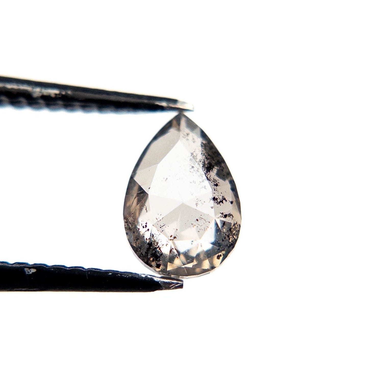 .95 Carat Salt and Pepper Rose Cut Pear Diamond