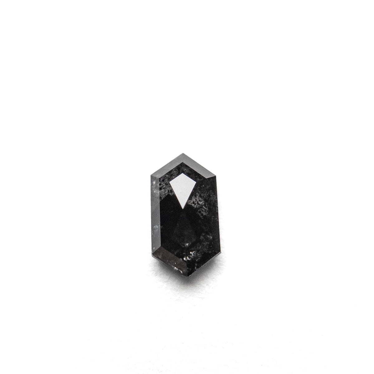 .78 Carat Black Salt and Pepper Rose Cut Elongated Hexagon Diamond