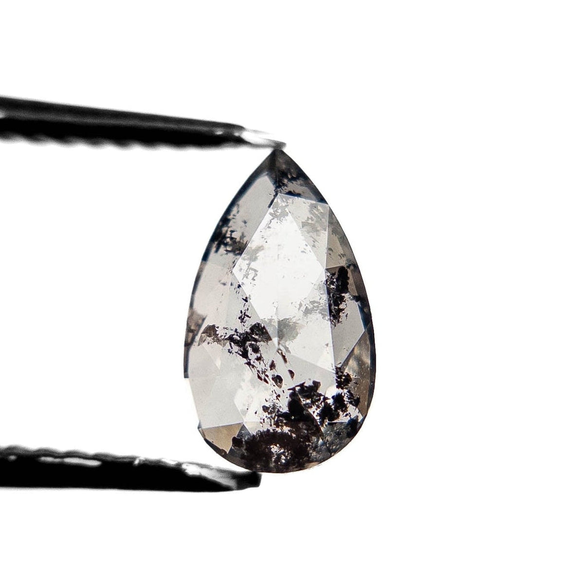 1.02 Carat Salt and Pepper Rose Cut Pear Diamond