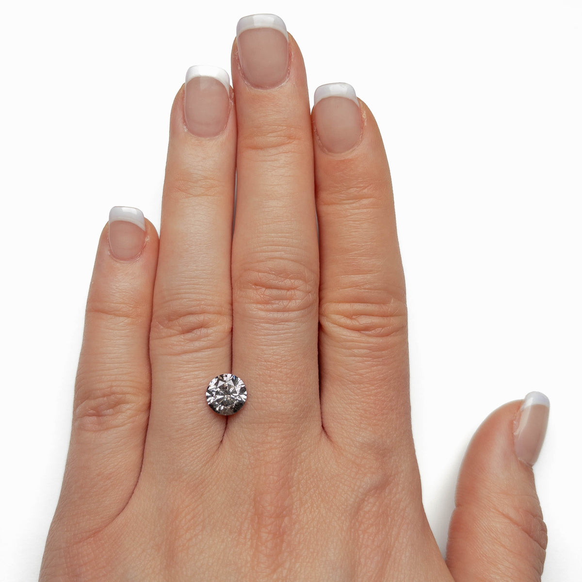 2.18 Carat Salt and Pepper Brilliant Cut Round Diamond