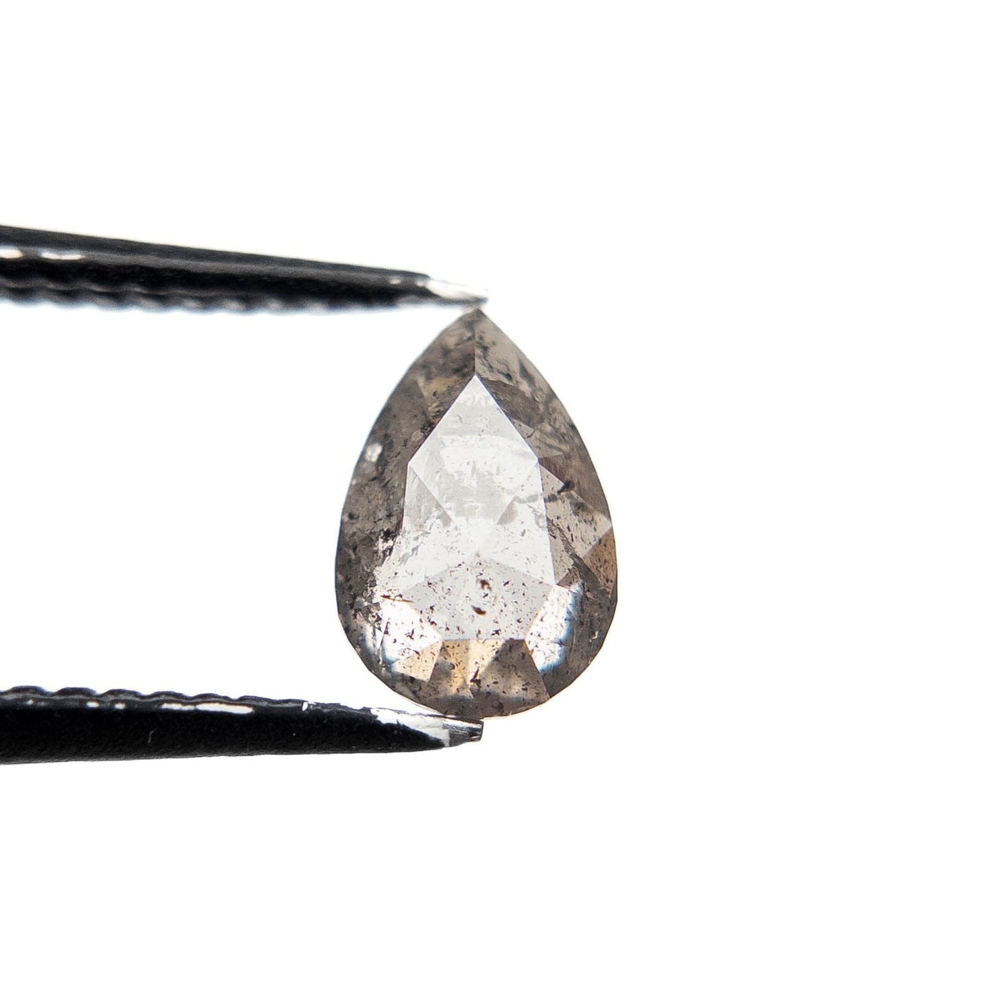 .98 Carat Salt and Pepper Rose Cut Pear Diamond