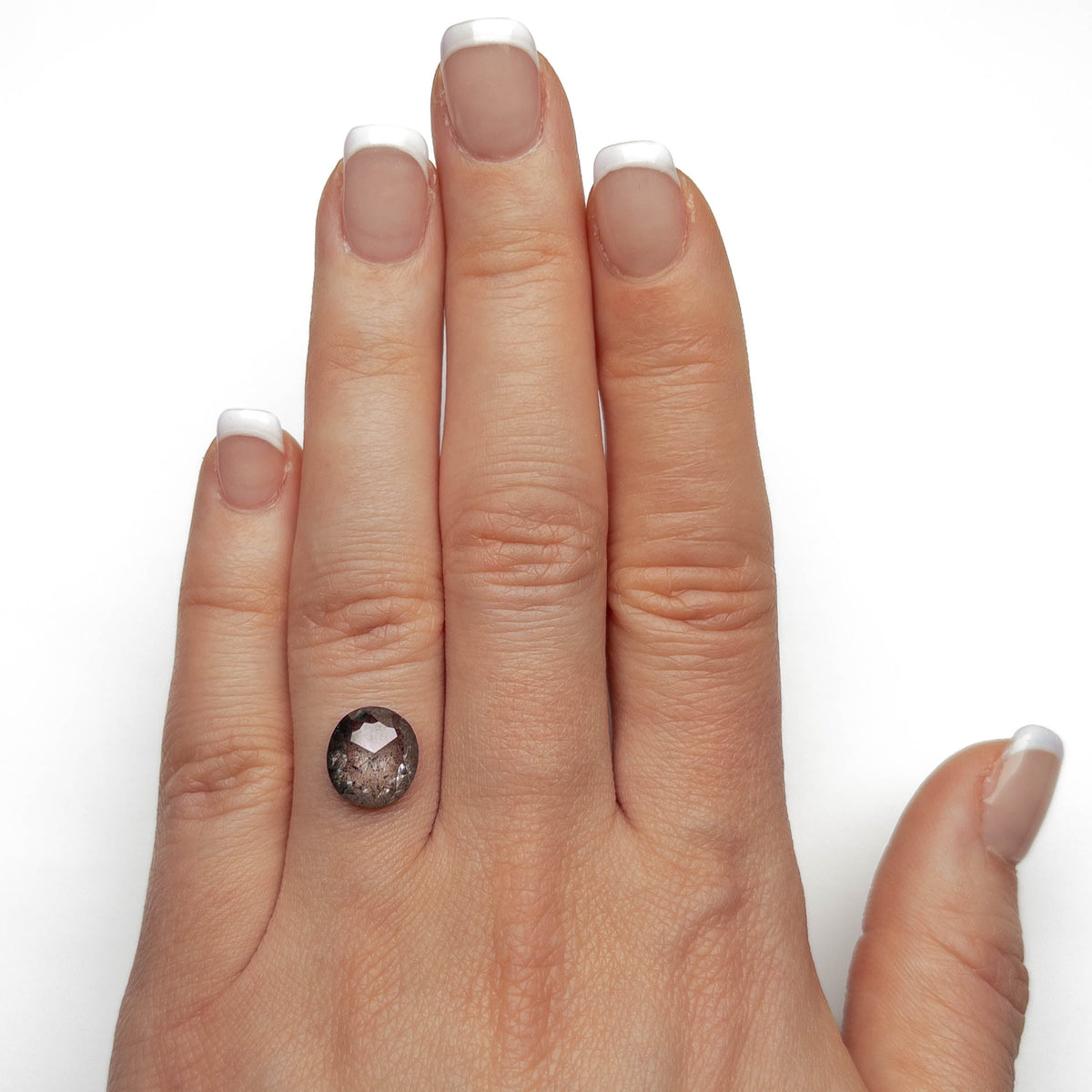 3.76 Carat Salt and Pepper Rose Cut Oval Diamond