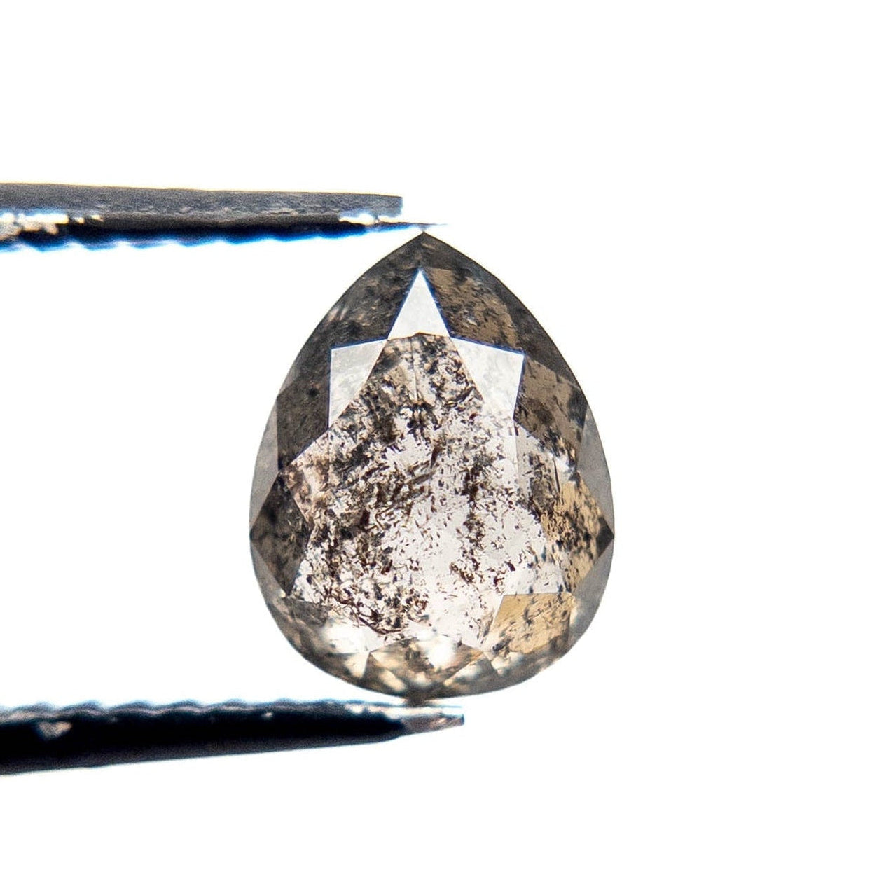 1.40 Carat Salt and Pepper Rose Cut Pear Diamond