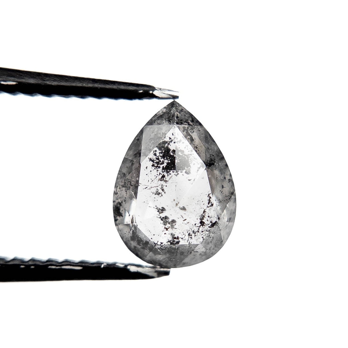 1.06 Carat Salt and Pepper Rose Cut Pear Diamond
