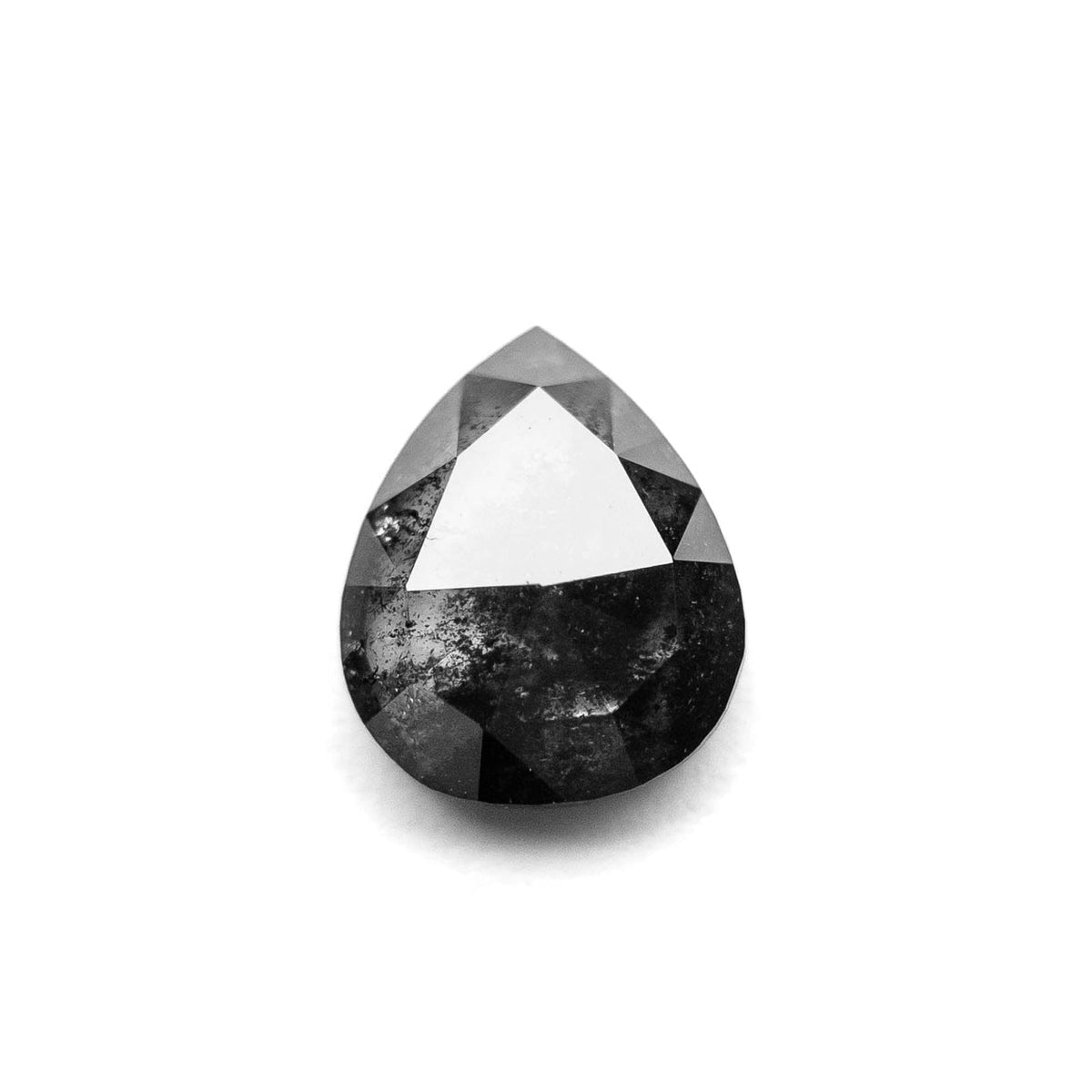 1.51 Carat Black Salt and Pepper Rose Cut Pear Diamond