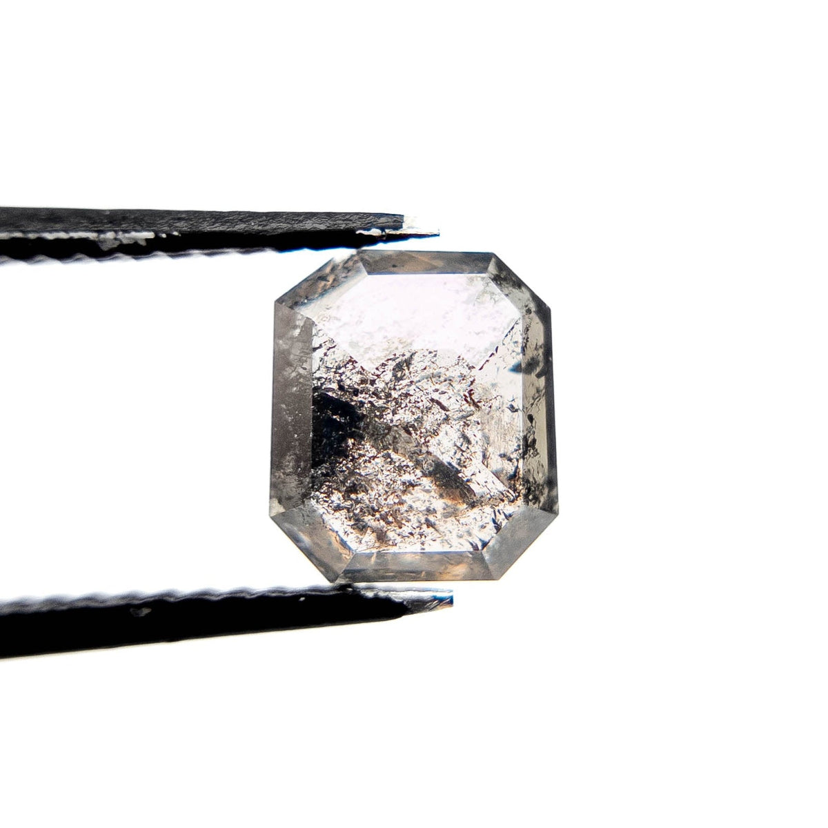 2.04 Carat Salt and Pepper Rose Cut Asscher Diamond