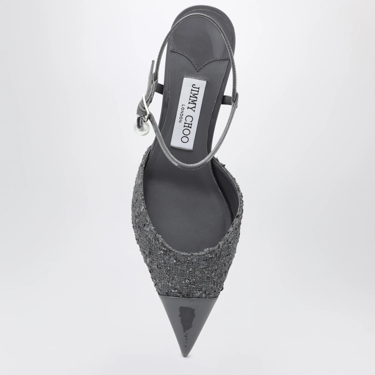 Jimmy Choo - Aren graphite leather and fabric slingbacks