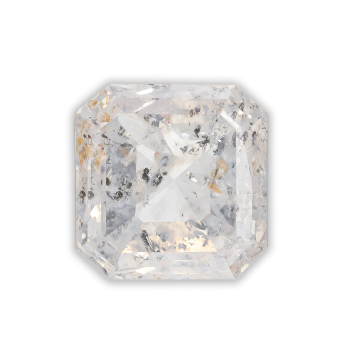 3.53ct 8.37x8.18x4.86mm Asscher Cut Milky Grey Salt & Pepper Diamond
