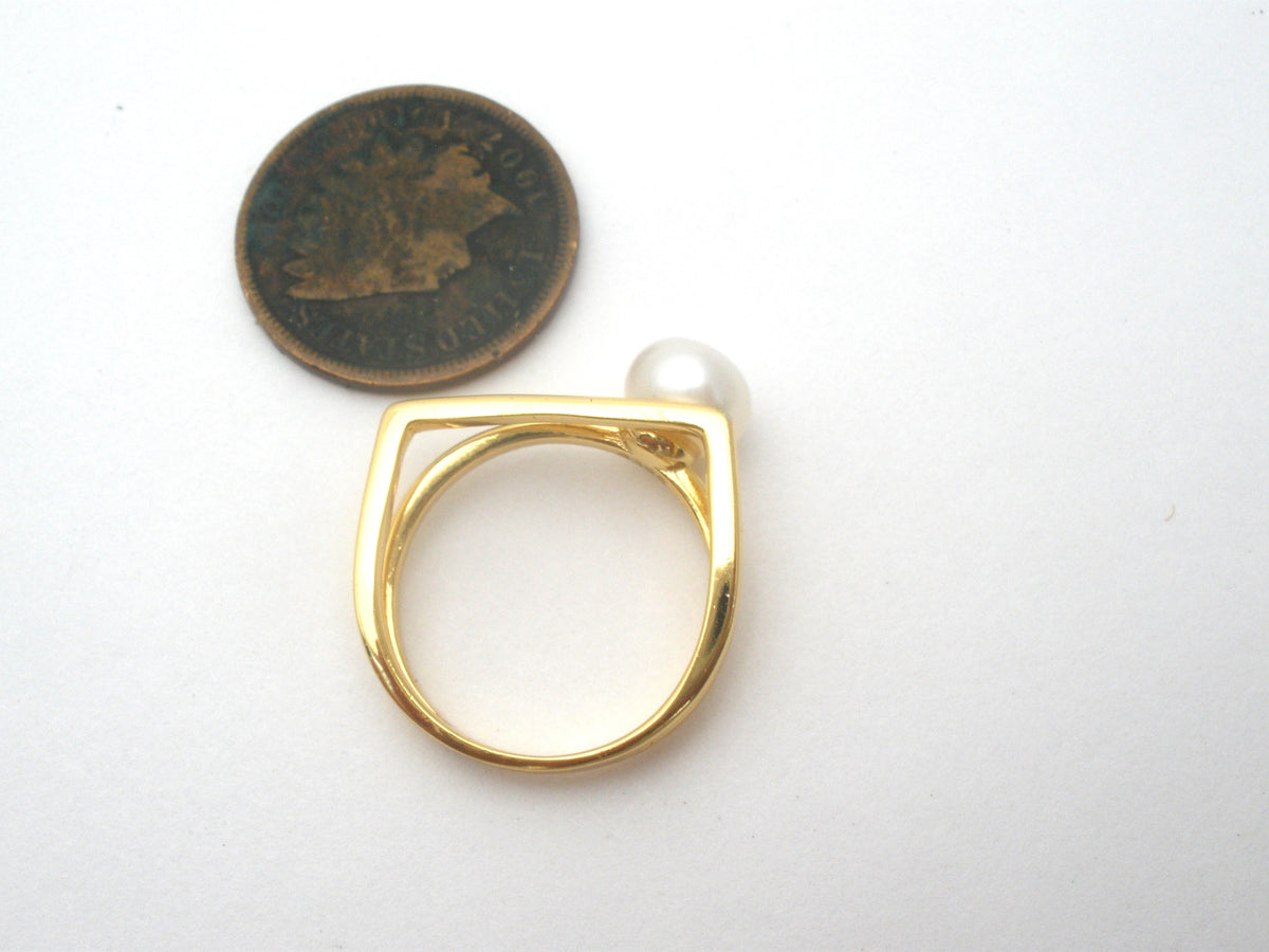 Abstract Pearl Vermeil 925 Size 5