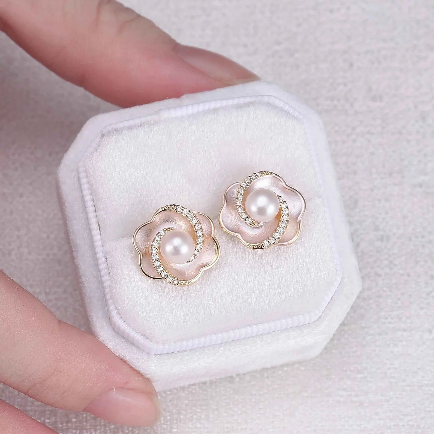 Akoya Pearl Flora Earrings Anniversary Gift for Her